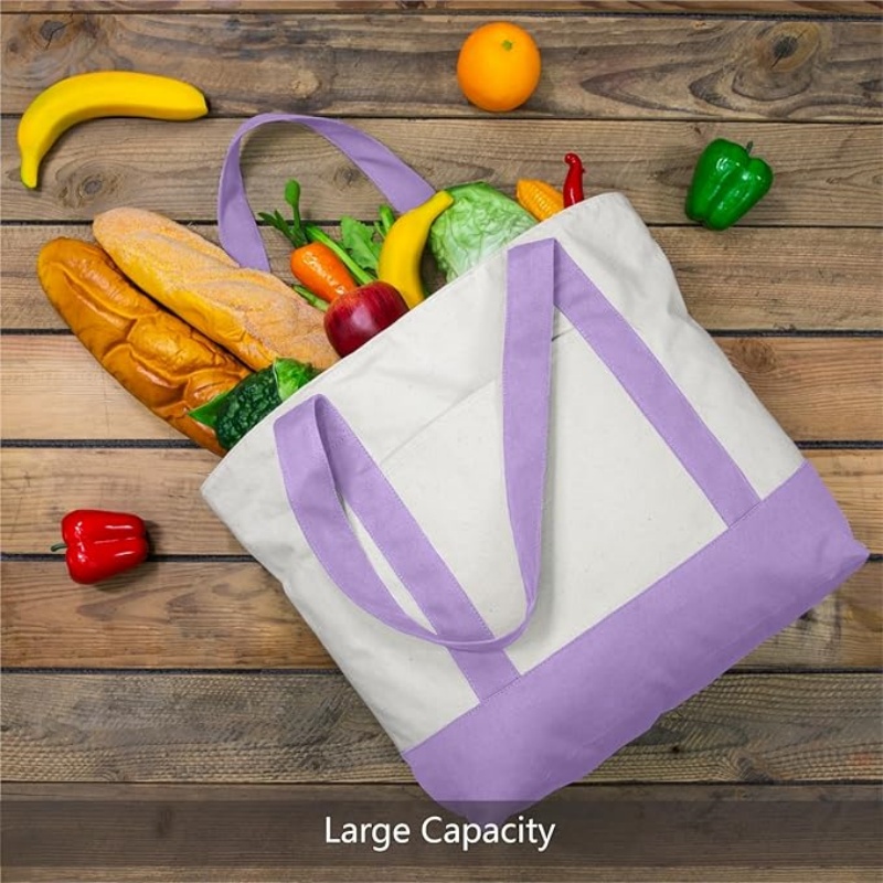 CANVORY 1-Pack Canvas Tote Bag with an External Pocket
