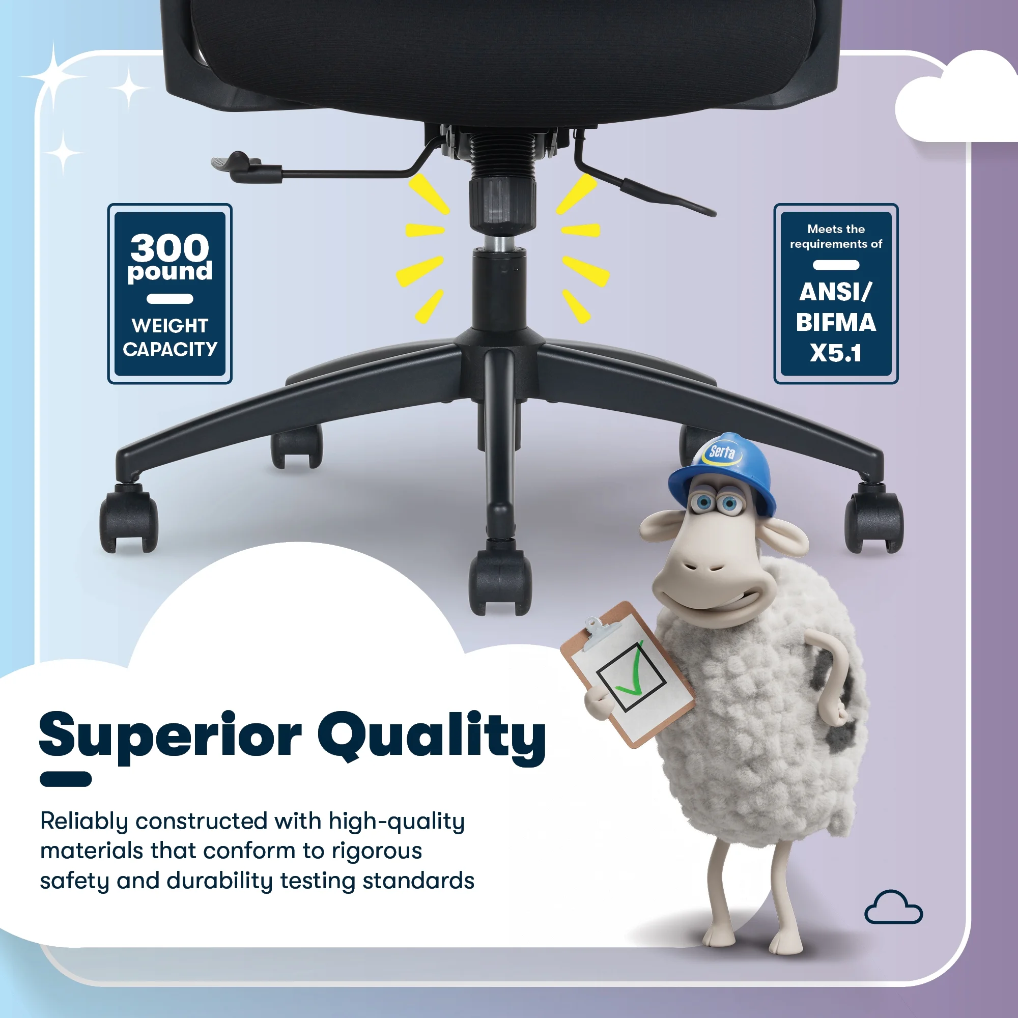 Serta AirHaven SX1200 Ergonomic Mesh Chair with Adjustable Headrest - Black