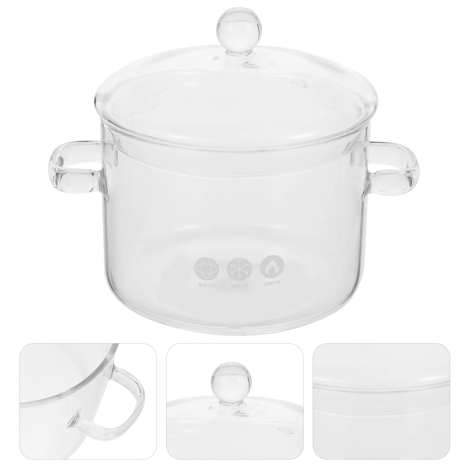 BESTONZON Household High Borosilicate Glass Soup Pot Pot Glass Two-eared Instant Noodle Bowl