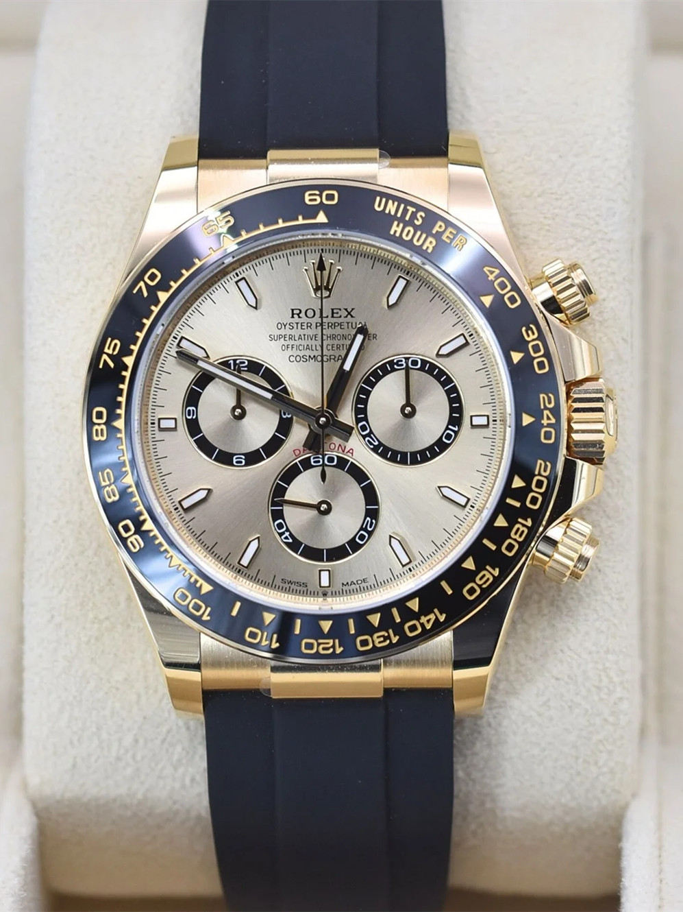 【Super Clone】Rolex Daytona Yellow Gold/ Ceramic / Black /Oysterfex m126518LN-0010