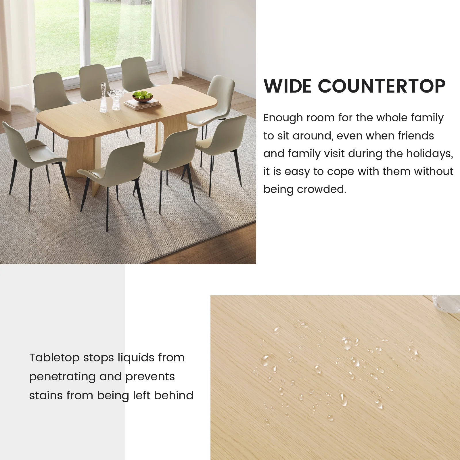 Guyii 5-Piece Dining Table Set for 4-8 People, 70.86