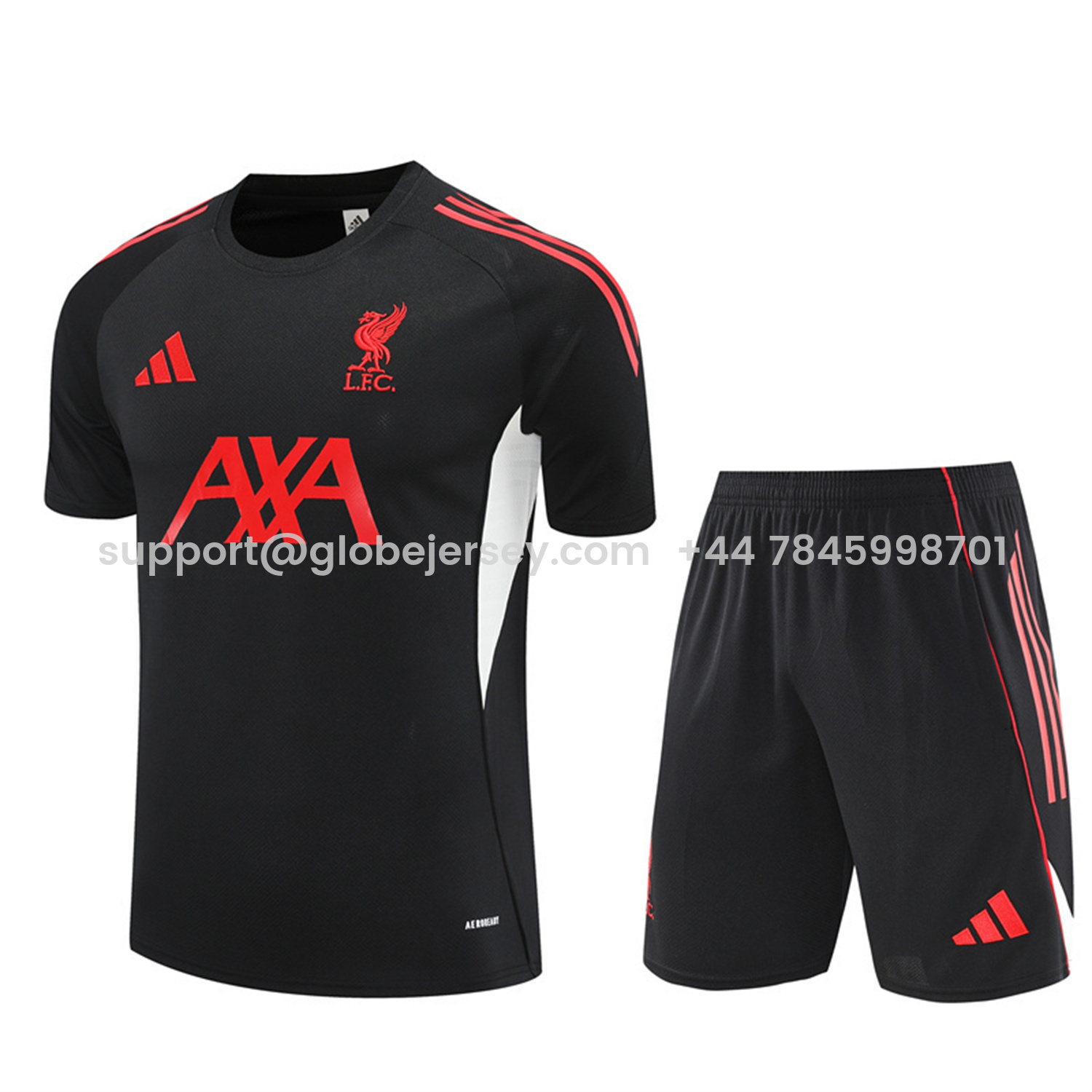 Liver.pool 25-26 Short-Sleeve Training Set - Black Top & Black Shorts