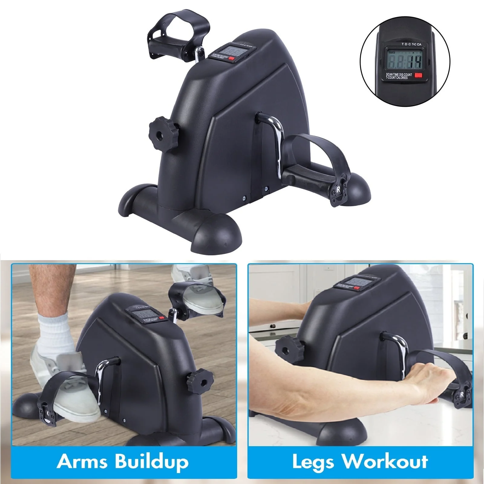 Desk Bike Pedal Exerciser, Mini Exercise Bike Stepper Indoor Exercise, Elder Bike Pedal Exerciser Under Desk Fitness Equipment with LCD Screen Display