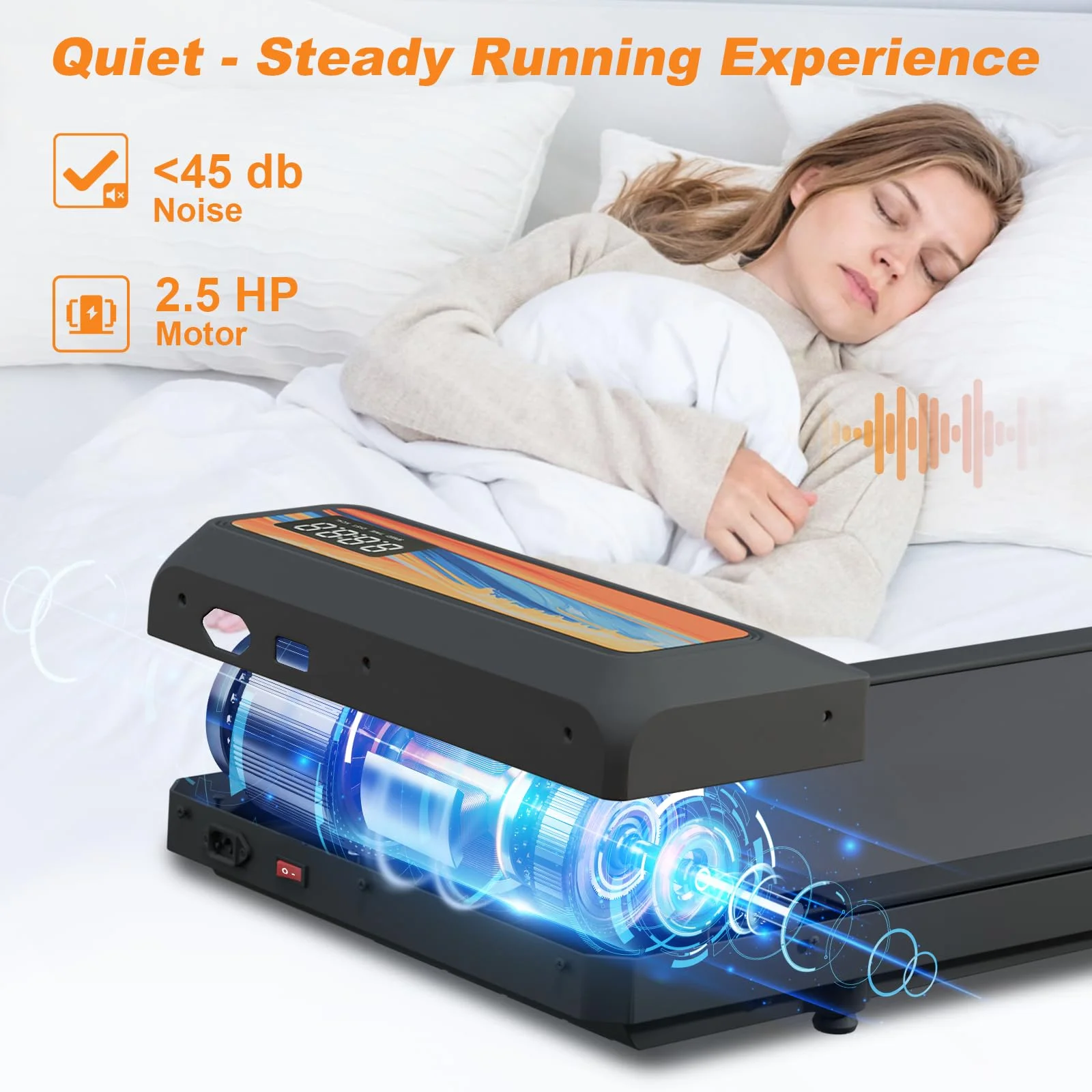 Chiccushion Walking Pad Treadmill Under Desk with Handle for Home, 2.5HP Portable Walking Treadmill with Remote Control, 300 Lbs Capacity, LED Display