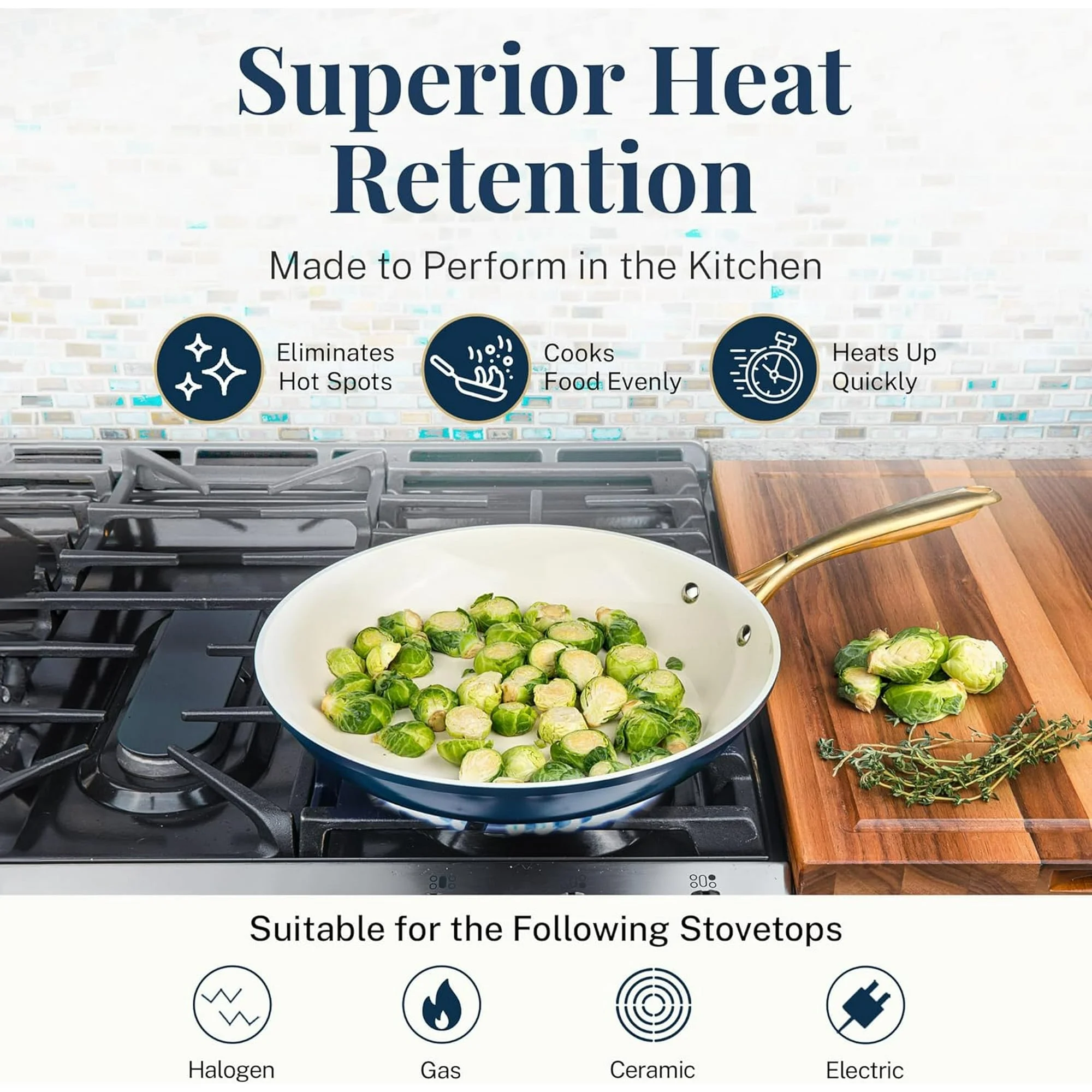 Gotham Steel 12 Pc Ceramic Cookware Set Nonstick, Pots and Pans Set Non Stick for Kitchen with Frying Pan, Sauce Pan, Pots and Pans for Cooking, Non Toxic Cookware Sets, Oven/Dishwasher Safe, Navy