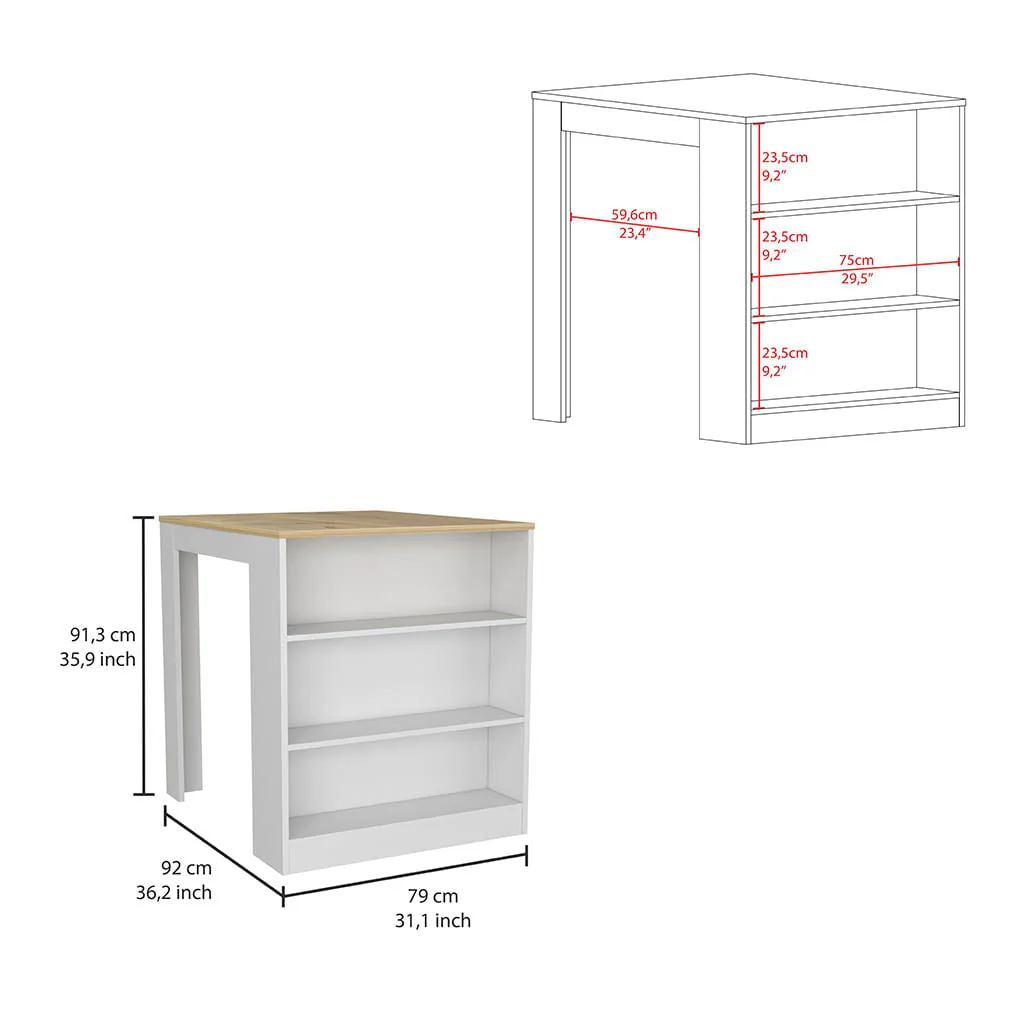 Depot Eshop CKIT97 Monroe Kitchen Set, White & Light Oak - 2 Piece