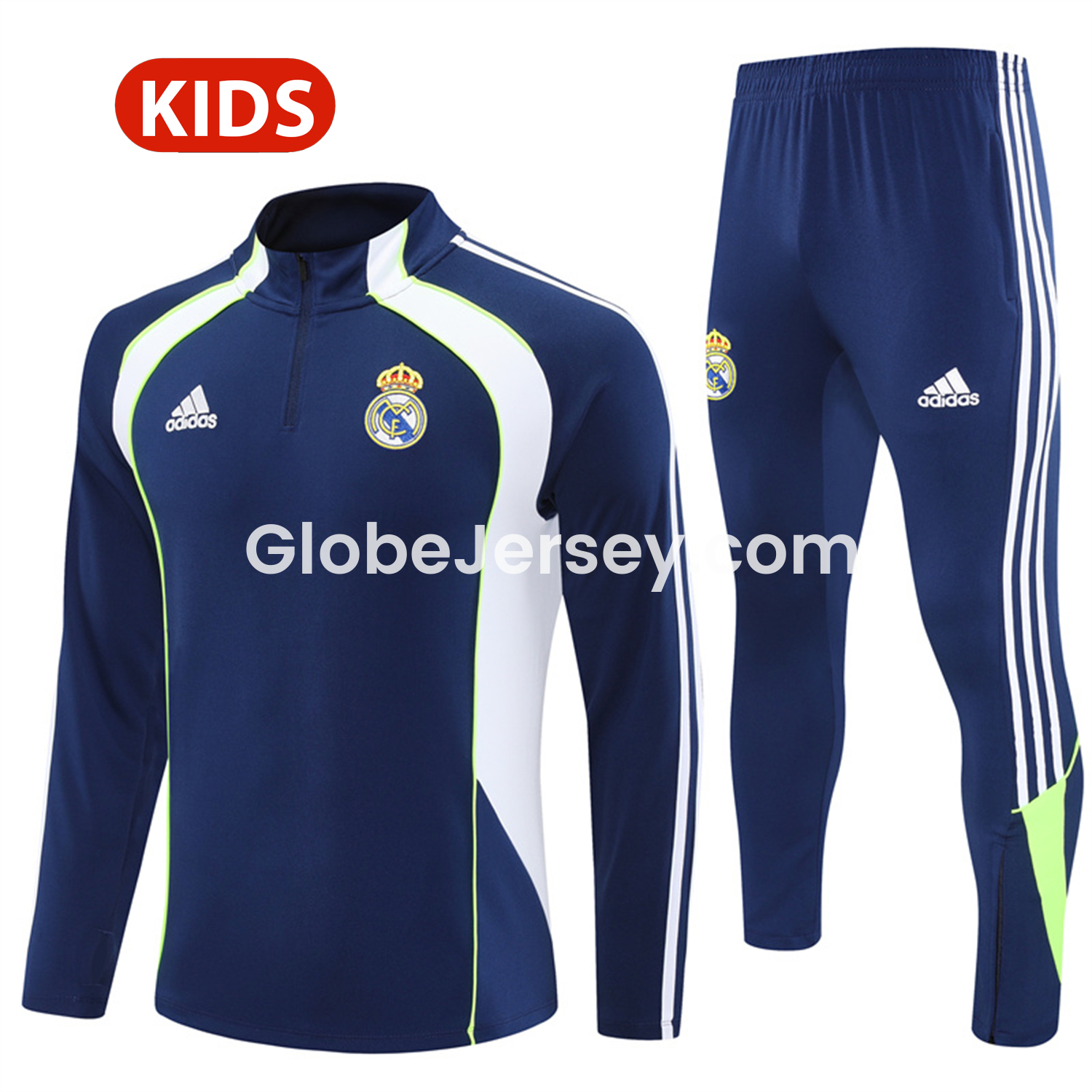 Real Madrid 25-26 Kids Long Sleeve Training Set - Throwback Royal Blue Top and Pants