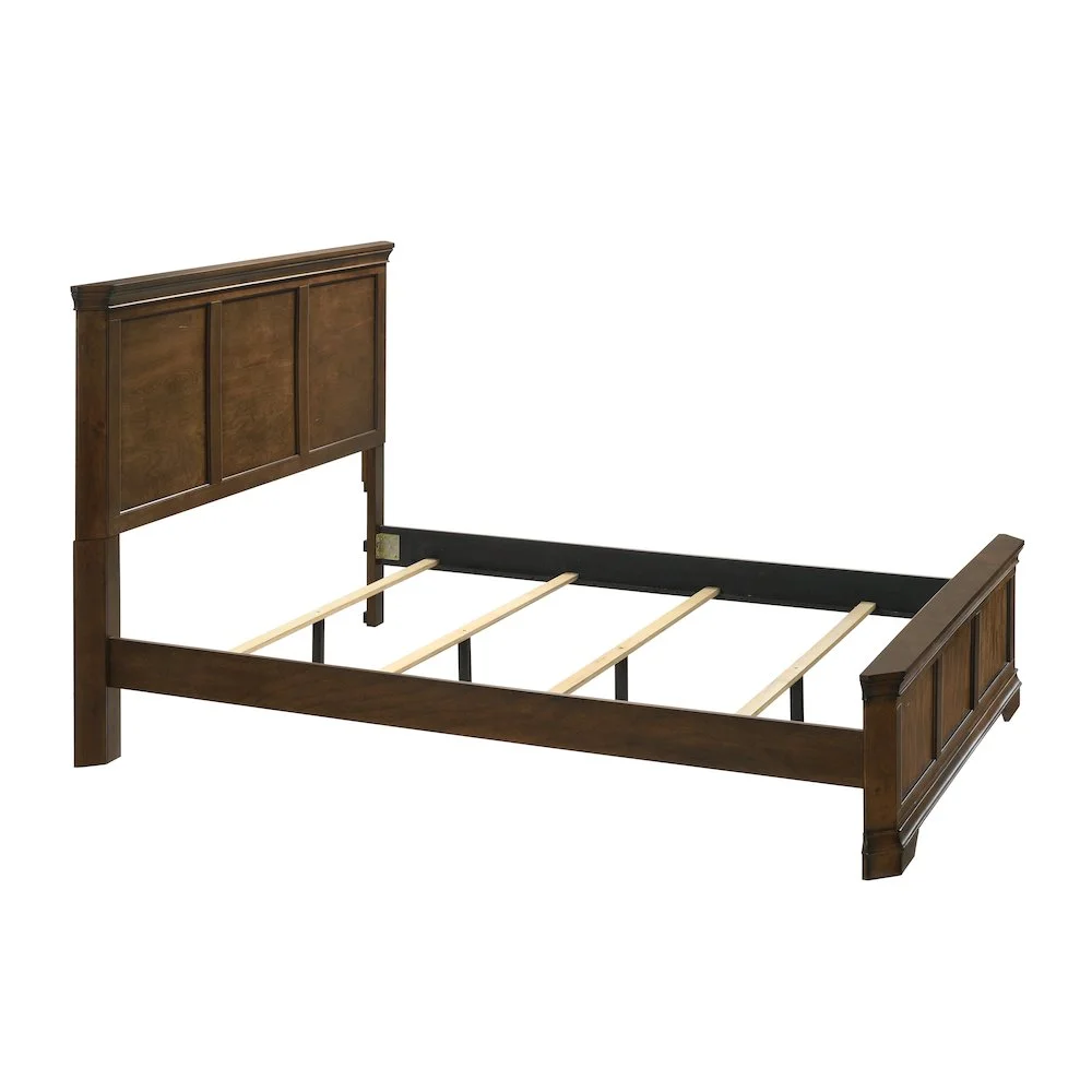 Maderne 3-Piece Bedroom Set with King Size Panel Bed and Two Nightstands, Antique Walnut Finish