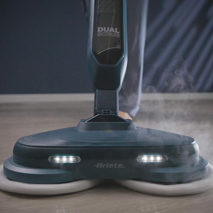 ARIETE - Scopa a vapore con panni 4178 DUAL STEAM SCRUB-Blu