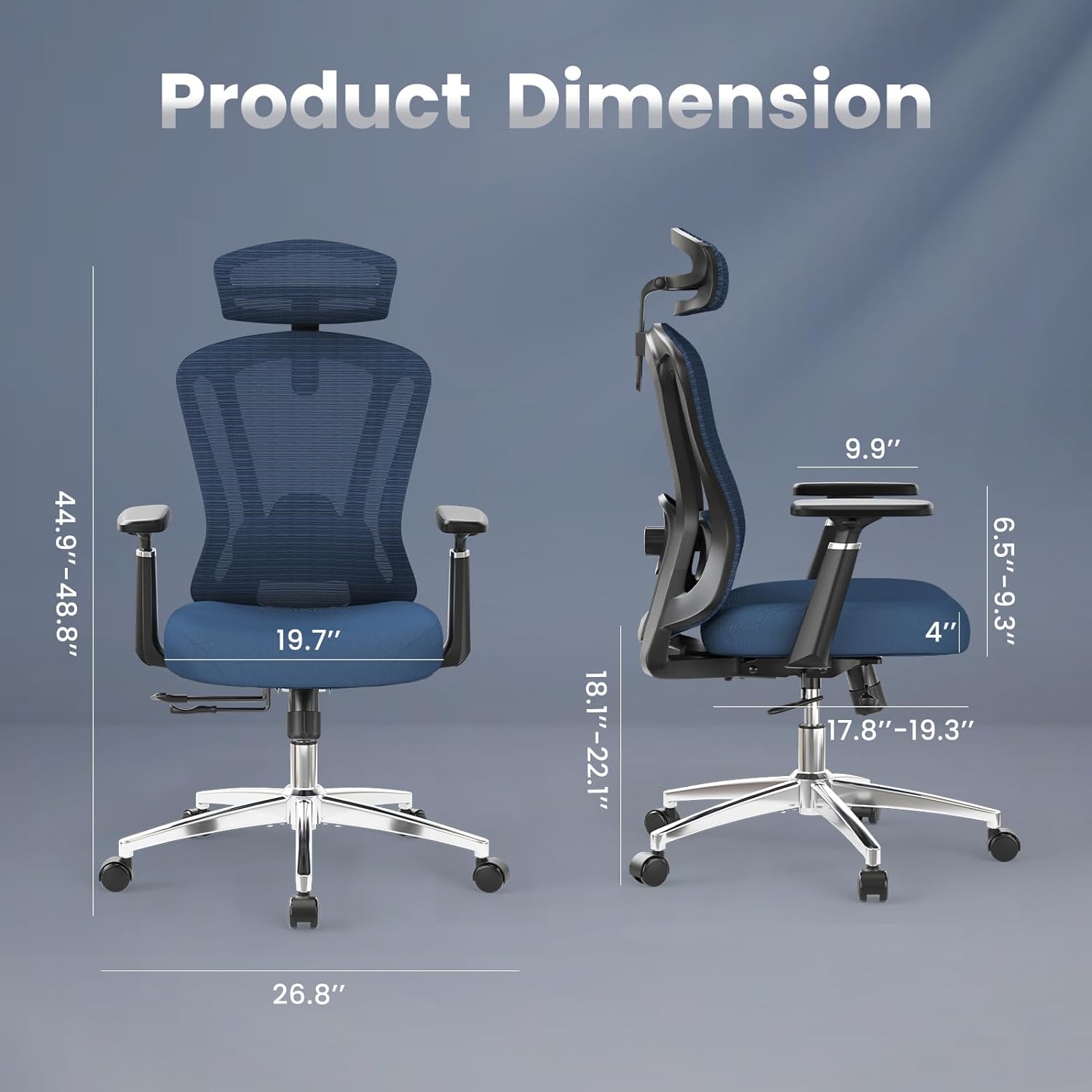 STARY Ergonomic Office Chair with Footrest, High Back Mesh Desk Chair with Adjustable Headrest & Lumbar Support, Comfortable Computer Chair for Home Office Study, White & Beige