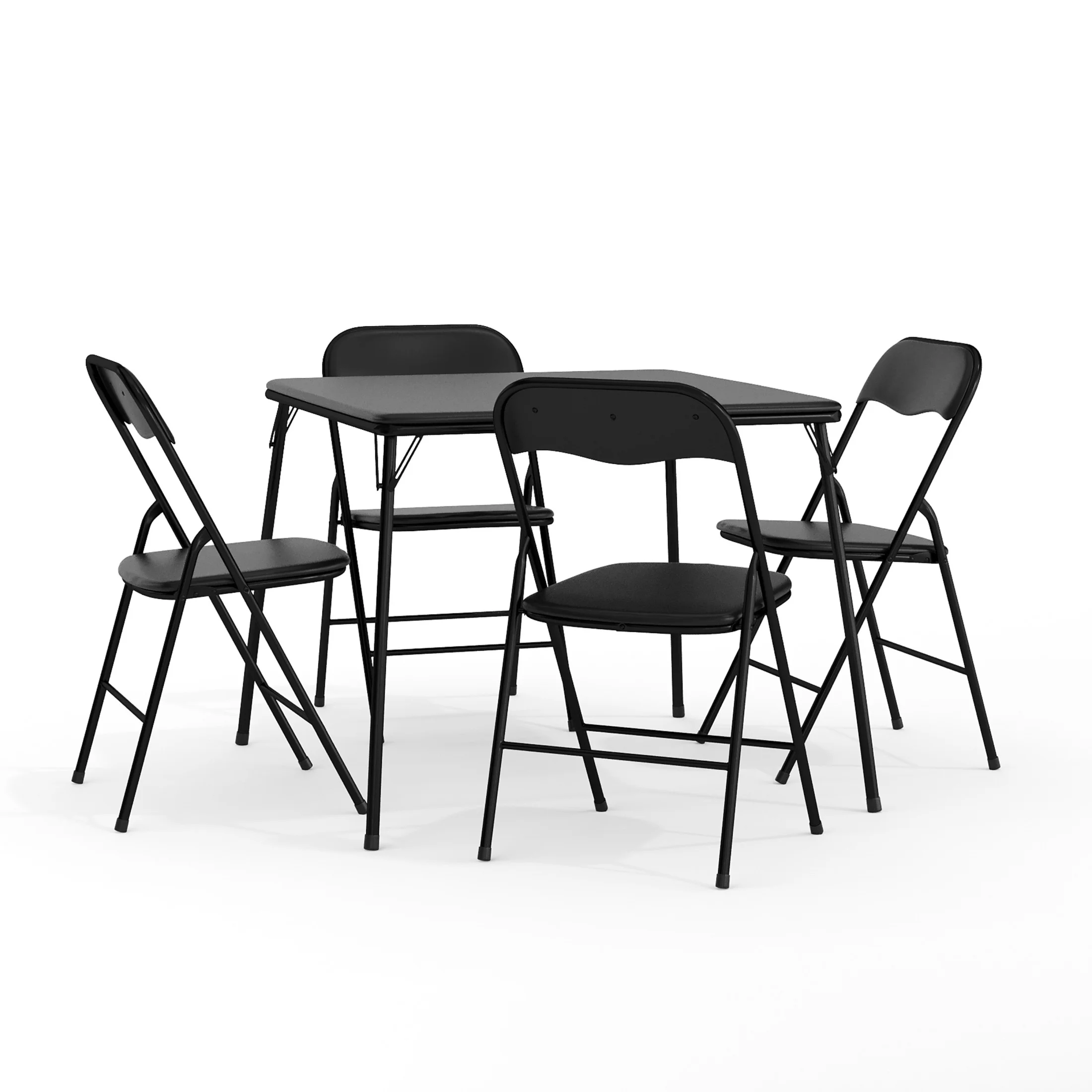 Emma + Oliver 5 Piece Black Folding Game Room Card Table and Chair Set