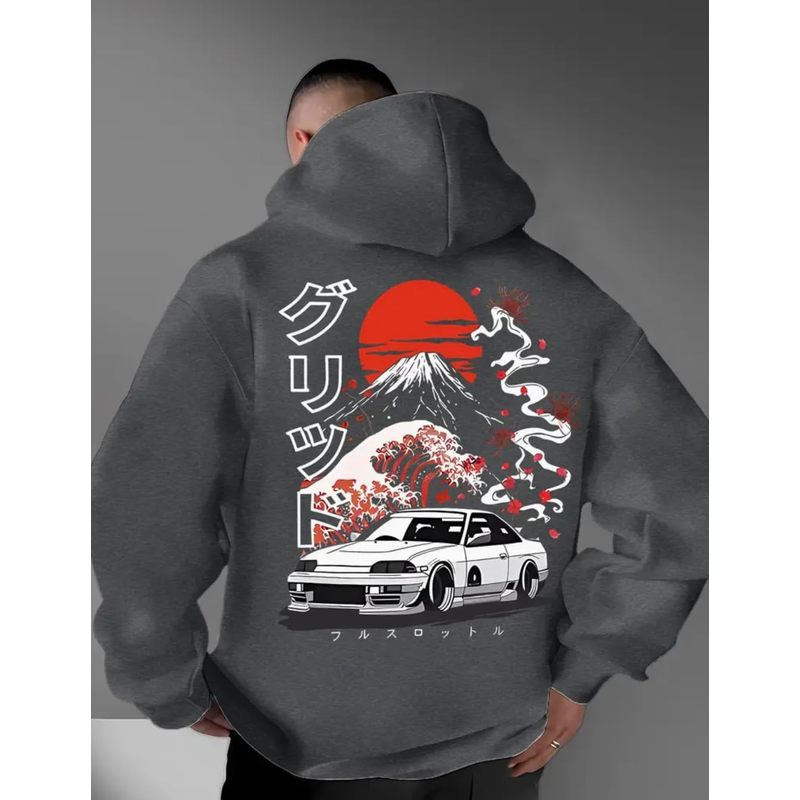 Men's Fleece Japanese Graphic Hoodies