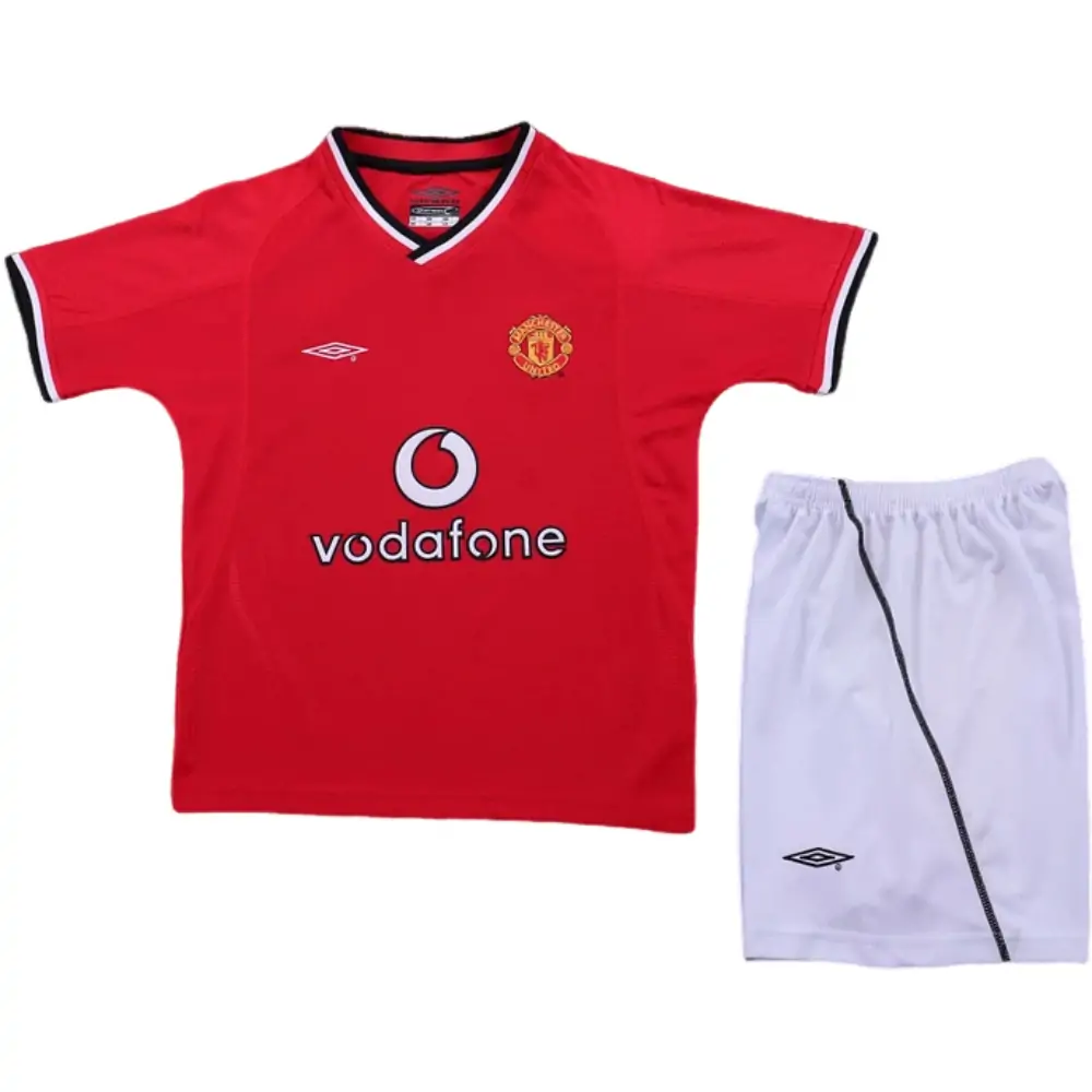 2000-02 Manchester United Home Retro Children's Jersey Set - Fans Edition