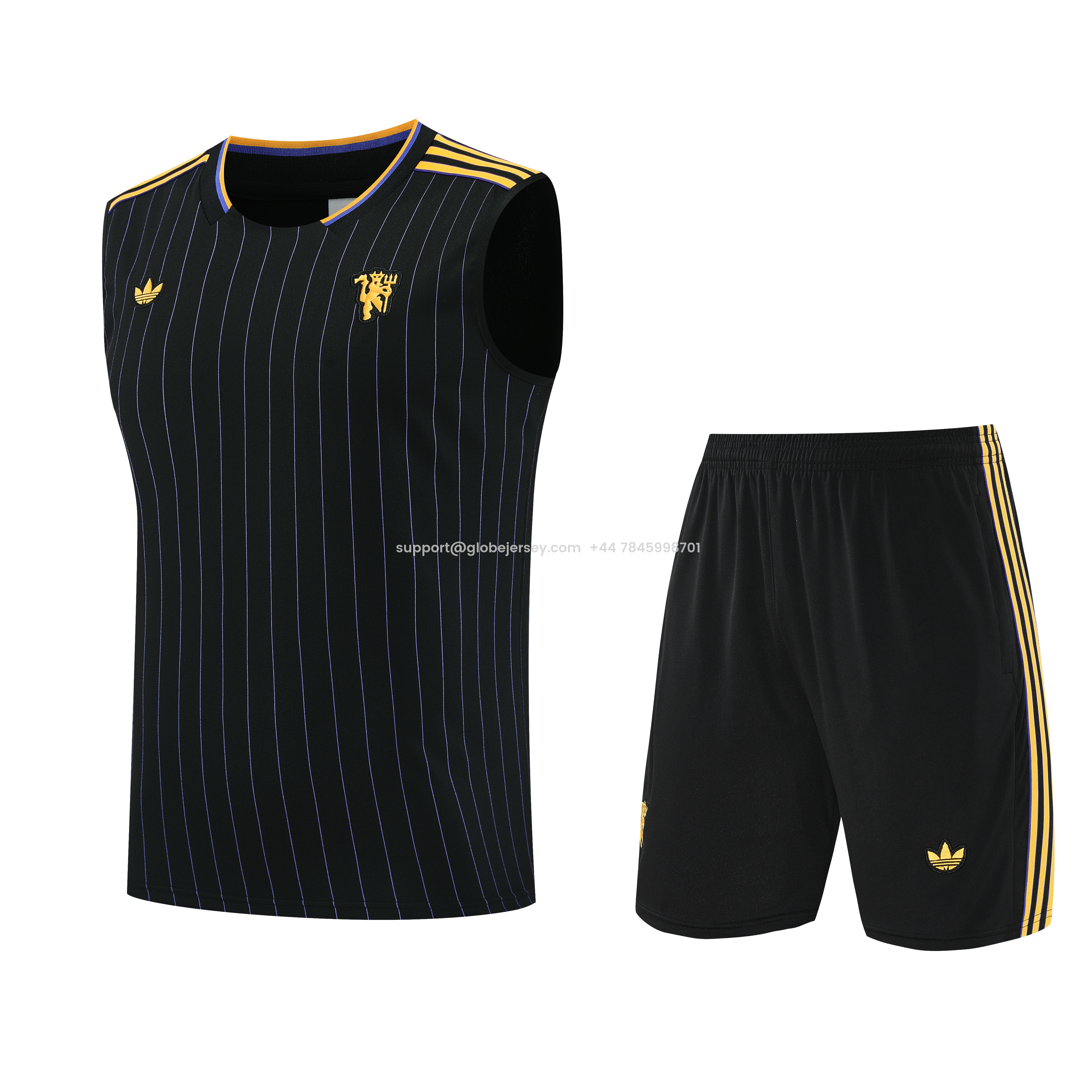 Manchester United 25-26 Vest Training Set - Black Top & Black Shorts