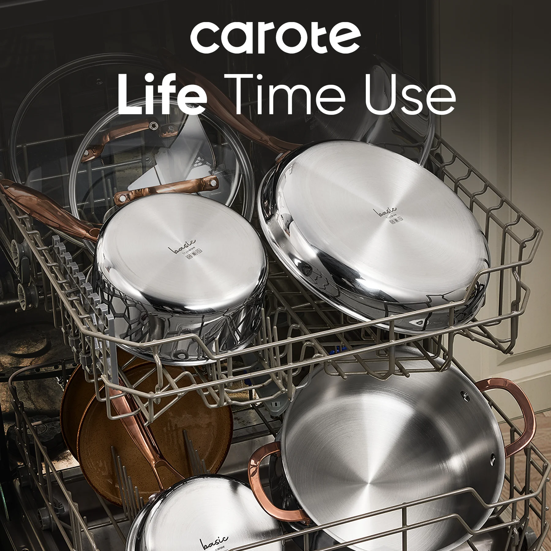 Carote 23-Piece Tri-Ply Stainless Steel Cookware Set with Lids, Nonstick Induction Compatible Pots & Pans Set, Oven Safe