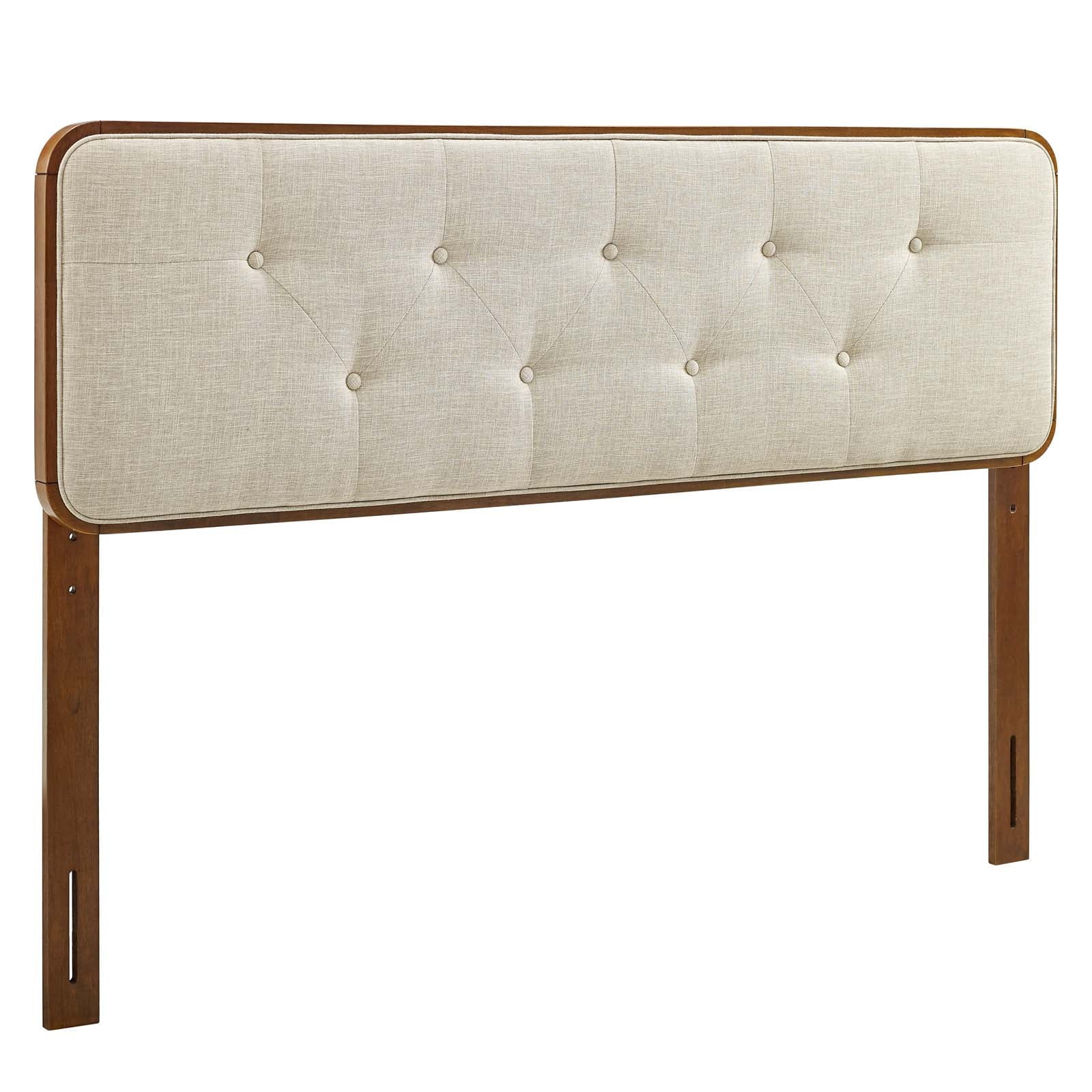 Modway Collins Tufted Full Fabric and Wood Headboard in Walnut Beige