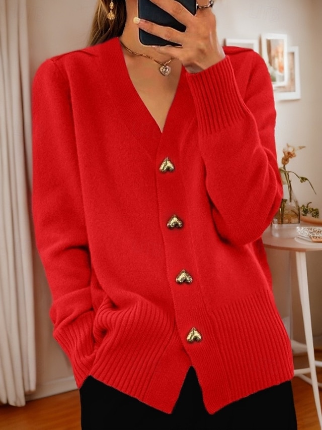 New Arrival: Women's Valentine Knit Cardigan �?Soft V-Neck Button Sweater