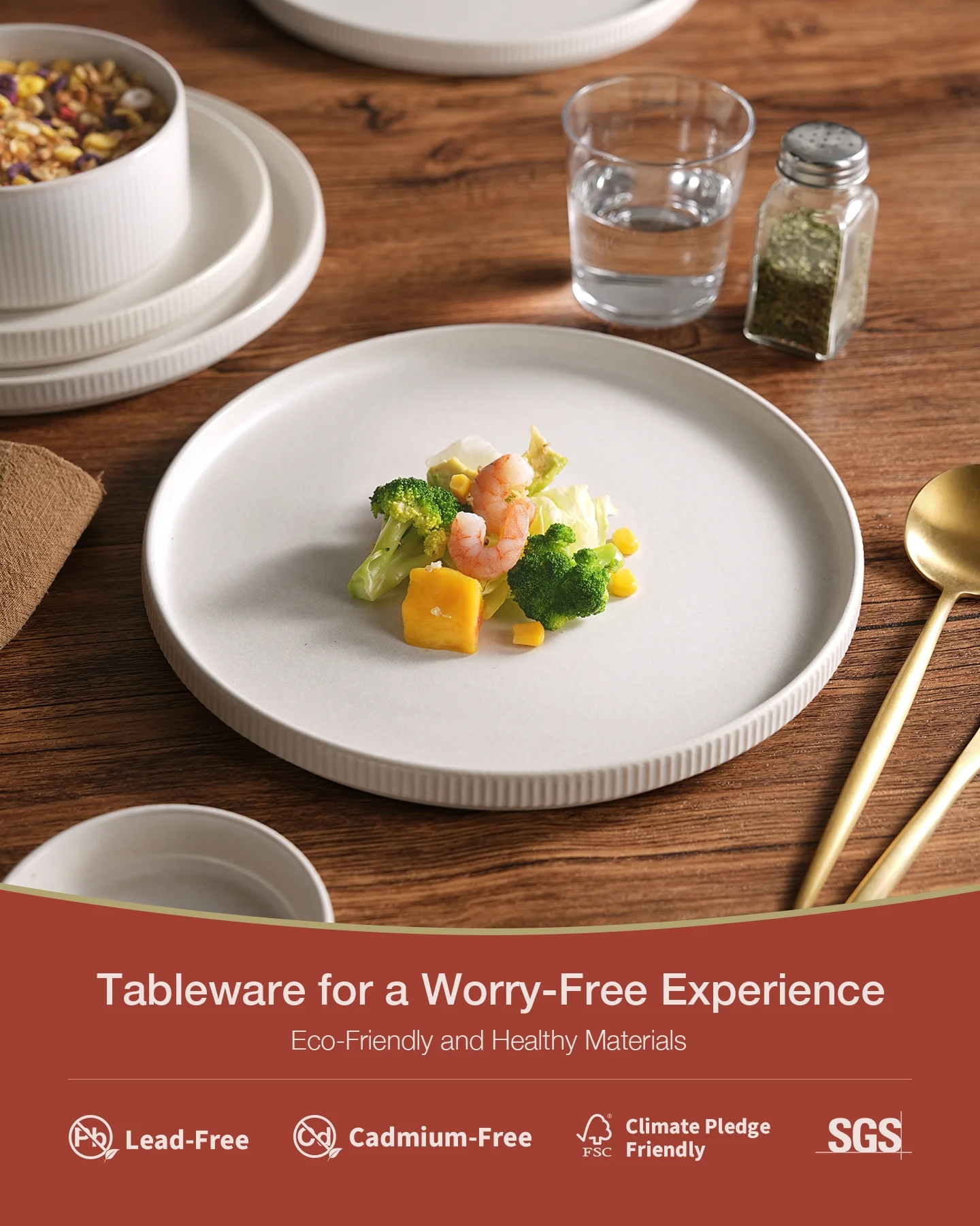 Famiware Star Stoneware Dinnerware Sets, Plates and Bowls Set for 4, 12 Piece Dish Set, Cappuccino White