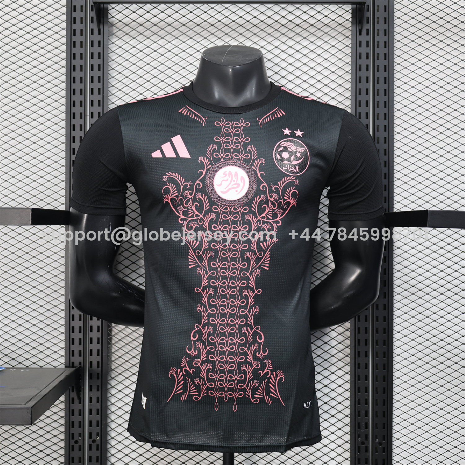 Algeria 25-26 Pure Black Jersey with Pink Pattern - Player Version
