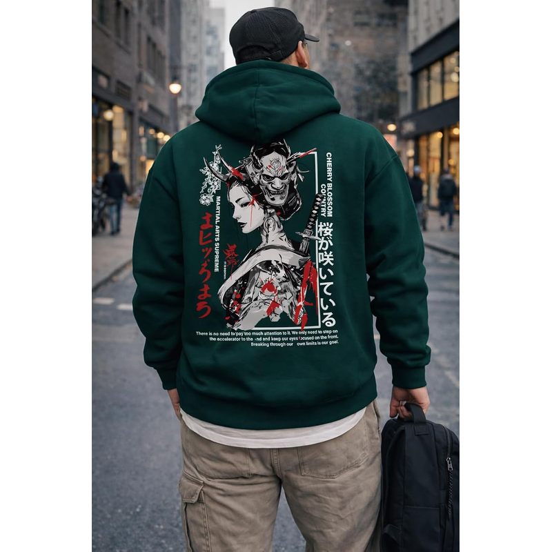 Men's Fleece Japanese Graphic Hoodies