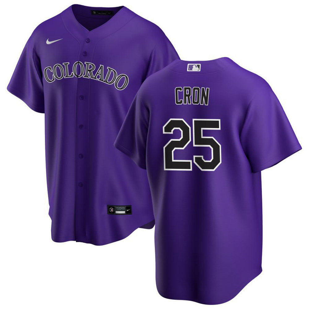 Men's Colorado Rockies CJ Cron Cool Base Replica Alternate Jersey - Purple