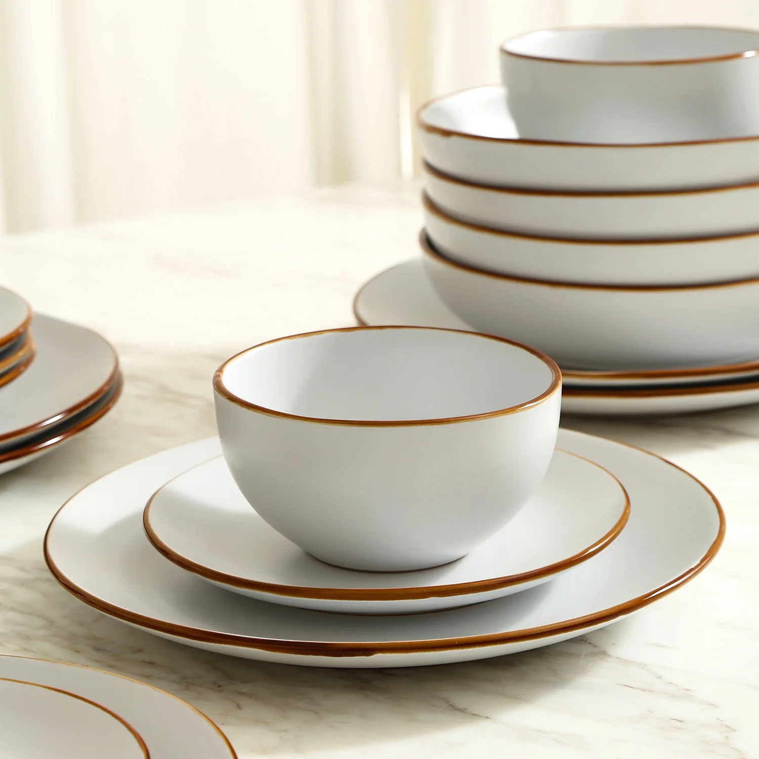 Stone + Lain Brasa Stoneware Collection Dinnerware Set, 32-Piece Service for 8, Blue