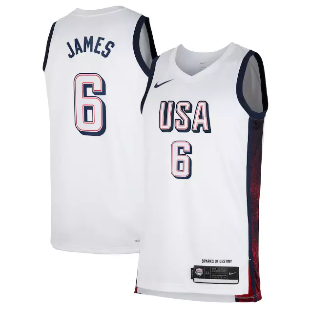 2024 Paris Olympics USA Dream Team #6 James Heat Pressed Jersey