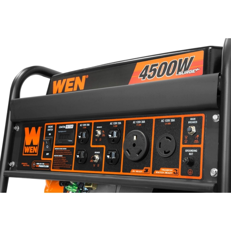 WEN GN4500 4500-Watt 212cc Transfer Switch and RV-Ready Portable Generator. CARB Compliant. Orange/Black