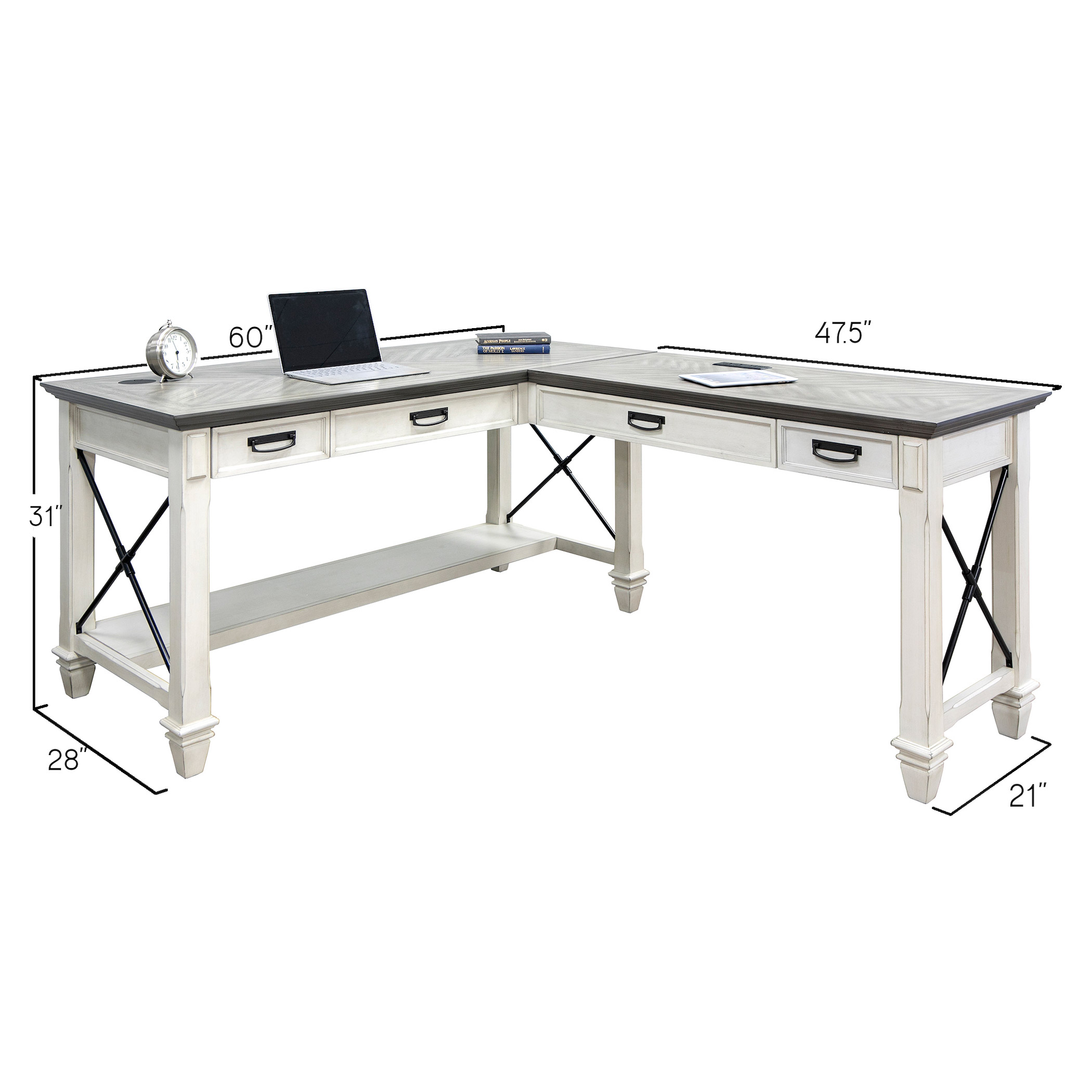Harrington Writing Desk with Return 3-piece Office Suite