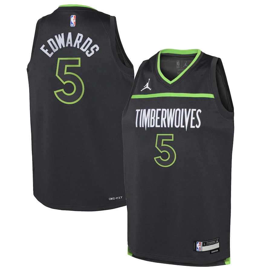 Youth Minnesota Timberwolves Anthony Edwards Jordan Brand Black Swingman Jersey - Statement Edition