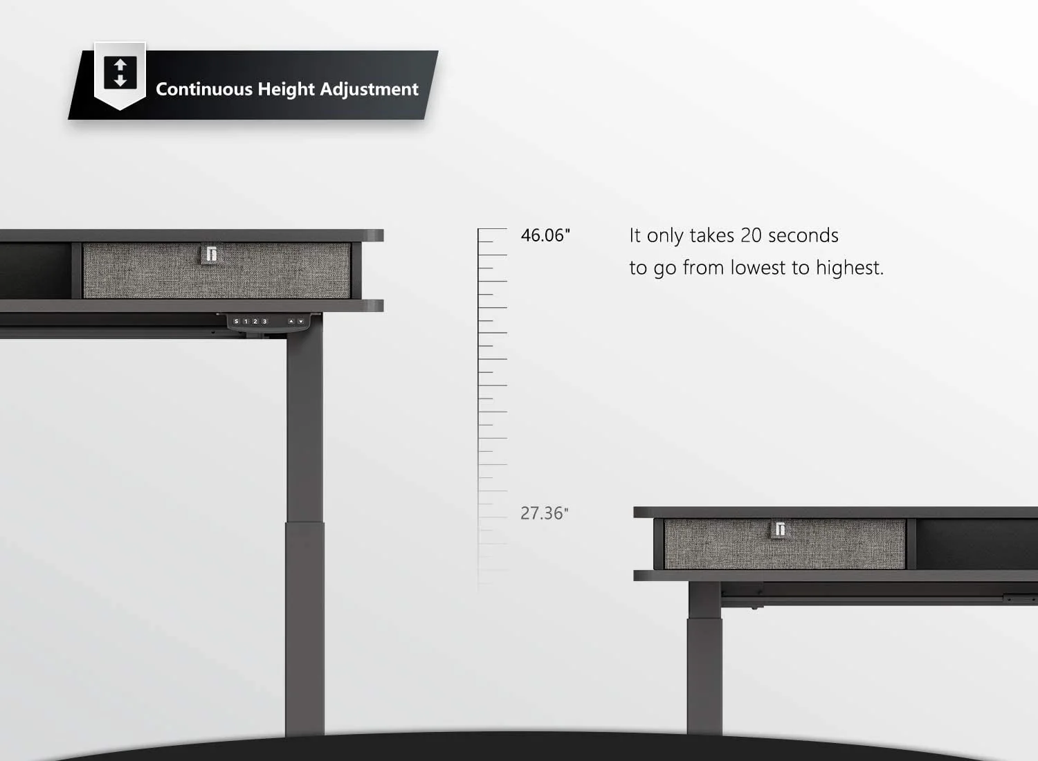 Fezibo Height Adjustable Electric Standing Desk with Drawers and Storage Shelf, Sit Stand Desk with Splice Board, Black Finish, 55