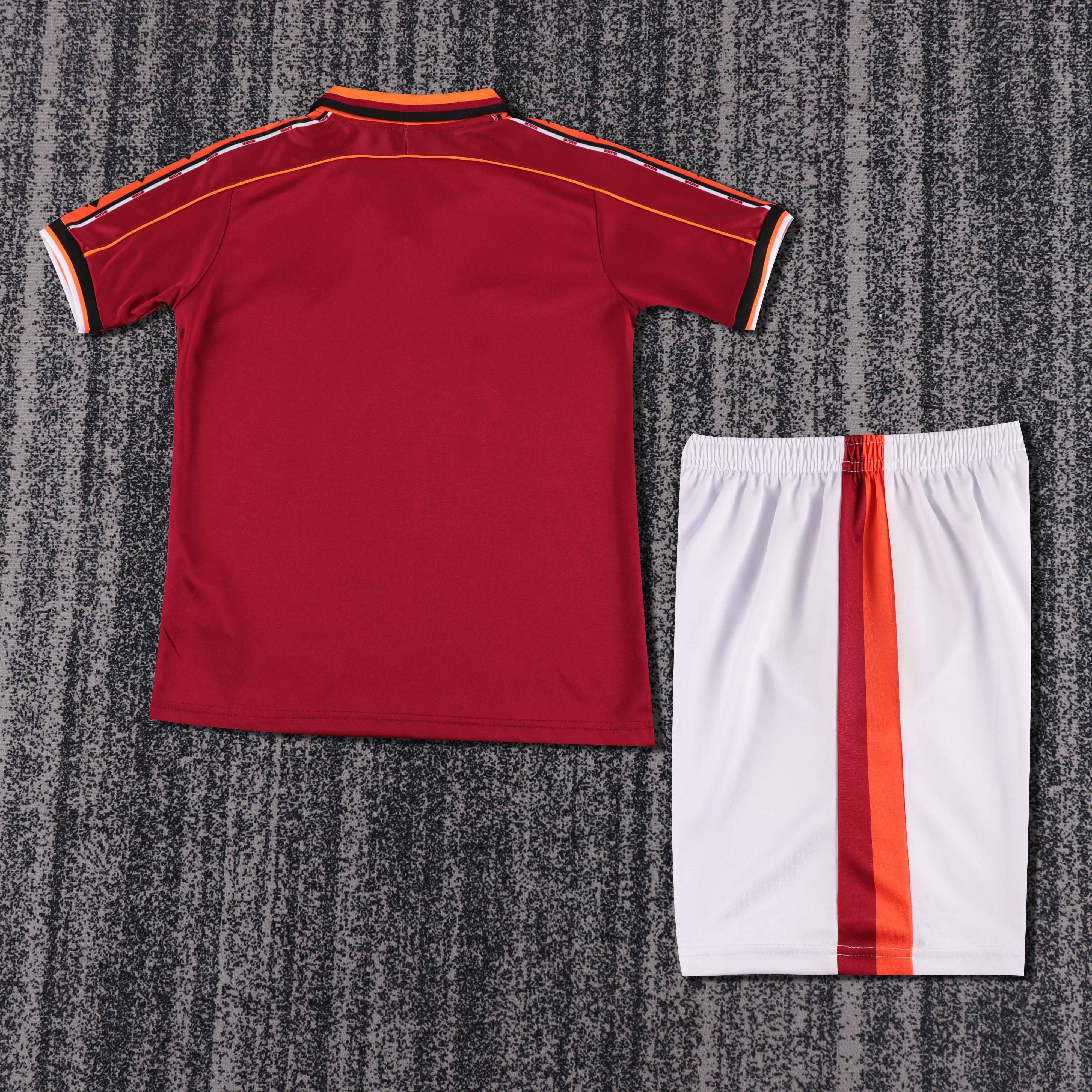 1998-99 Roma Home Retro Children's Jersey Set - Fans Edition