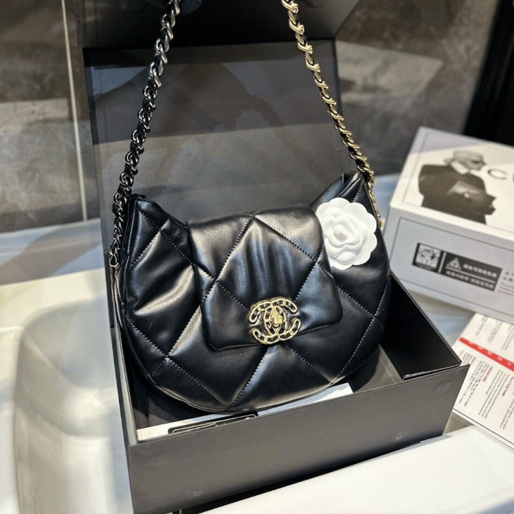 Chanel Vintage-Style Hobo Bag Black 11.4 Inches