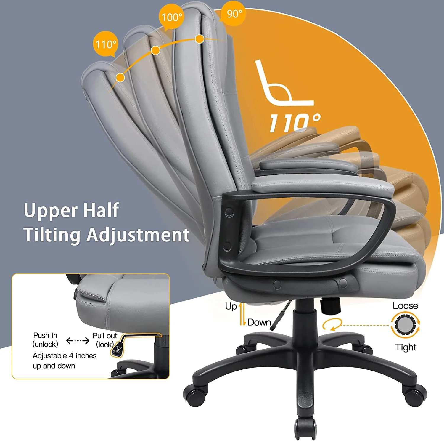 Bossin Big and Tall Home Office Computer chair for Adults, High Back Desk Chair for Heavy Duty 400 LBS