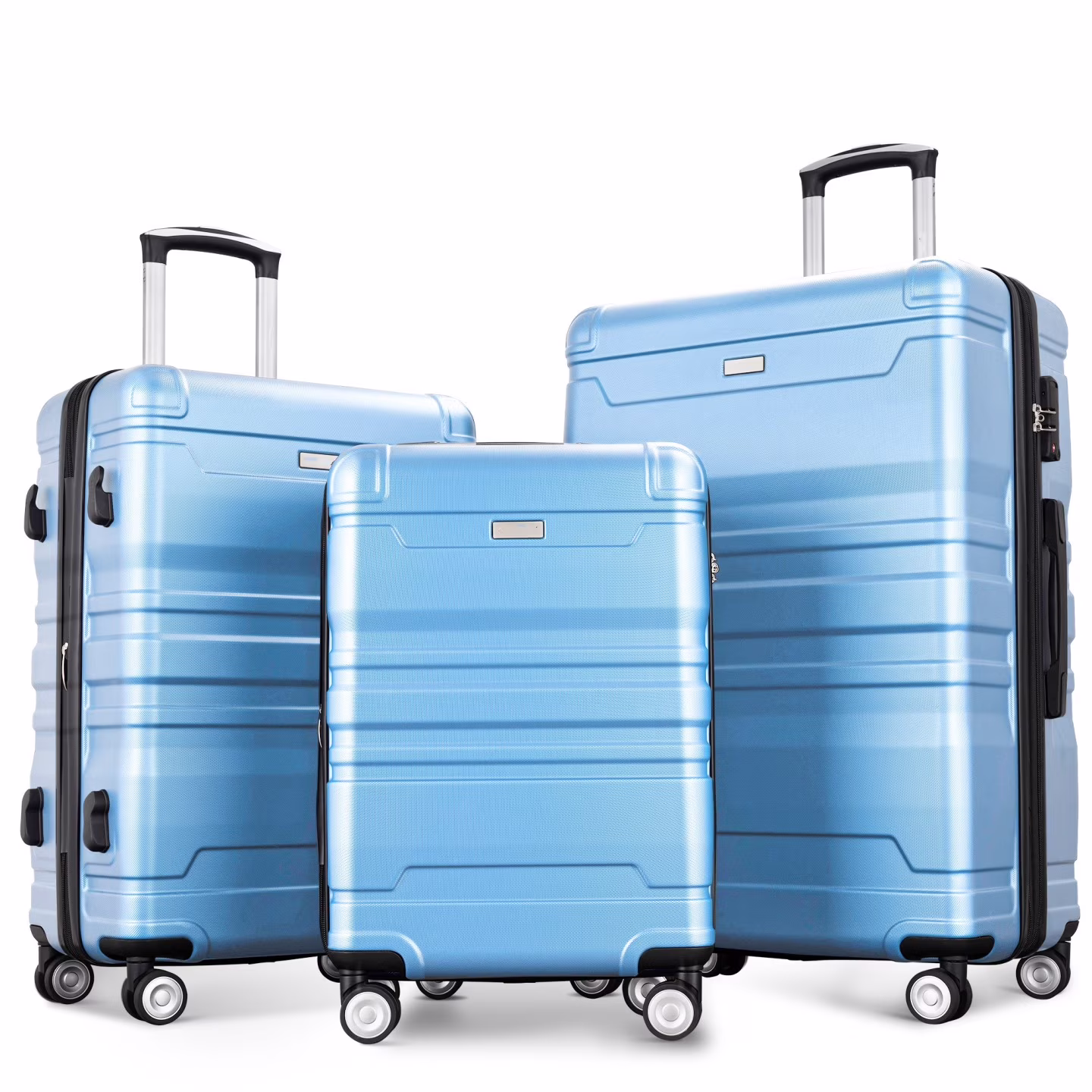 Luggage Sets New Model Expandable ABS Hardshell 3pcs Clearance Luggage Hardside Lightweight Durable Suitcase sets Spinner Wheels Suitcase with TSA Lock 20''24''28''(blue and brown)