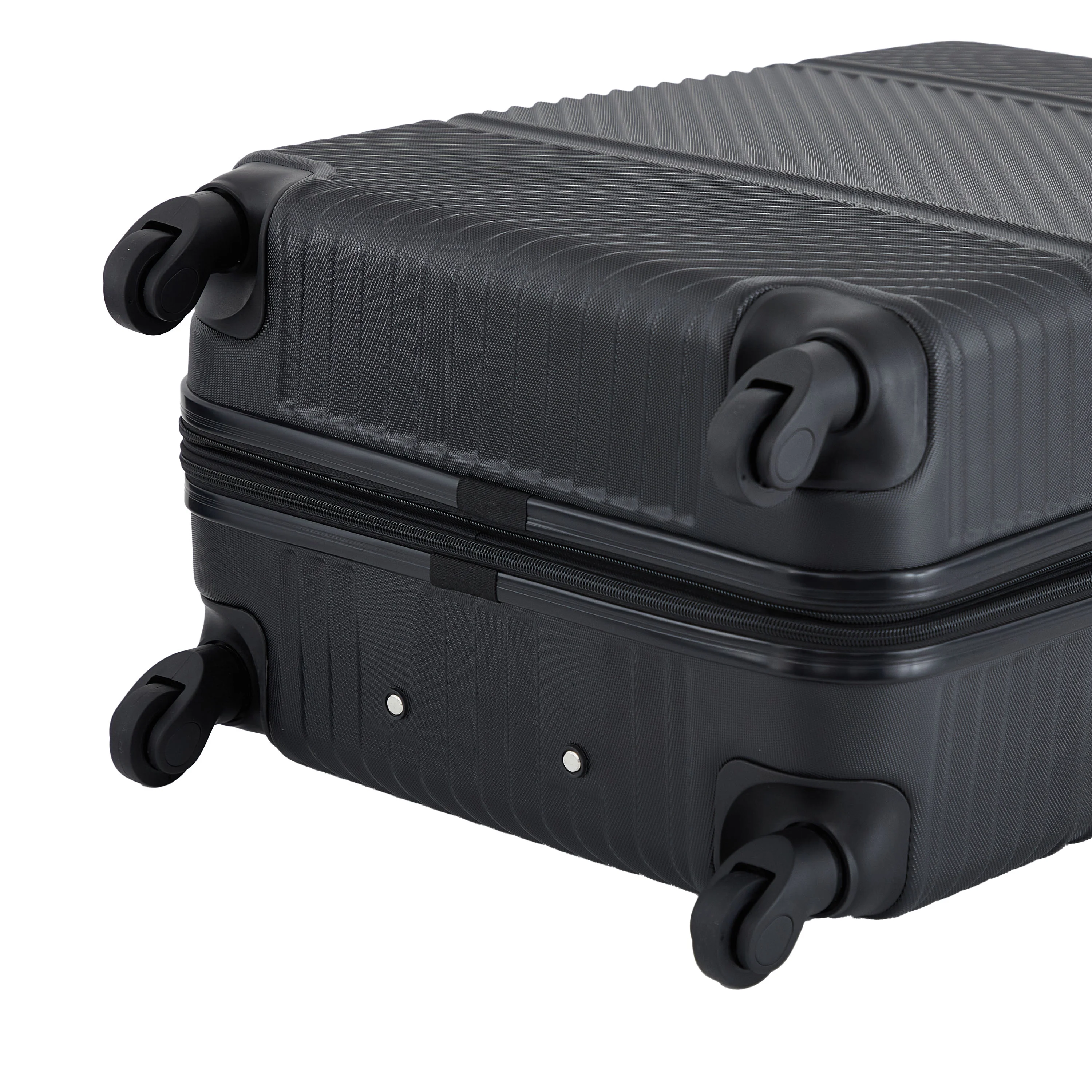 Wrangler 4 Piece Expandable Hardside Spinner Luggage Set with Packing Cubes, Sharkskin Grey