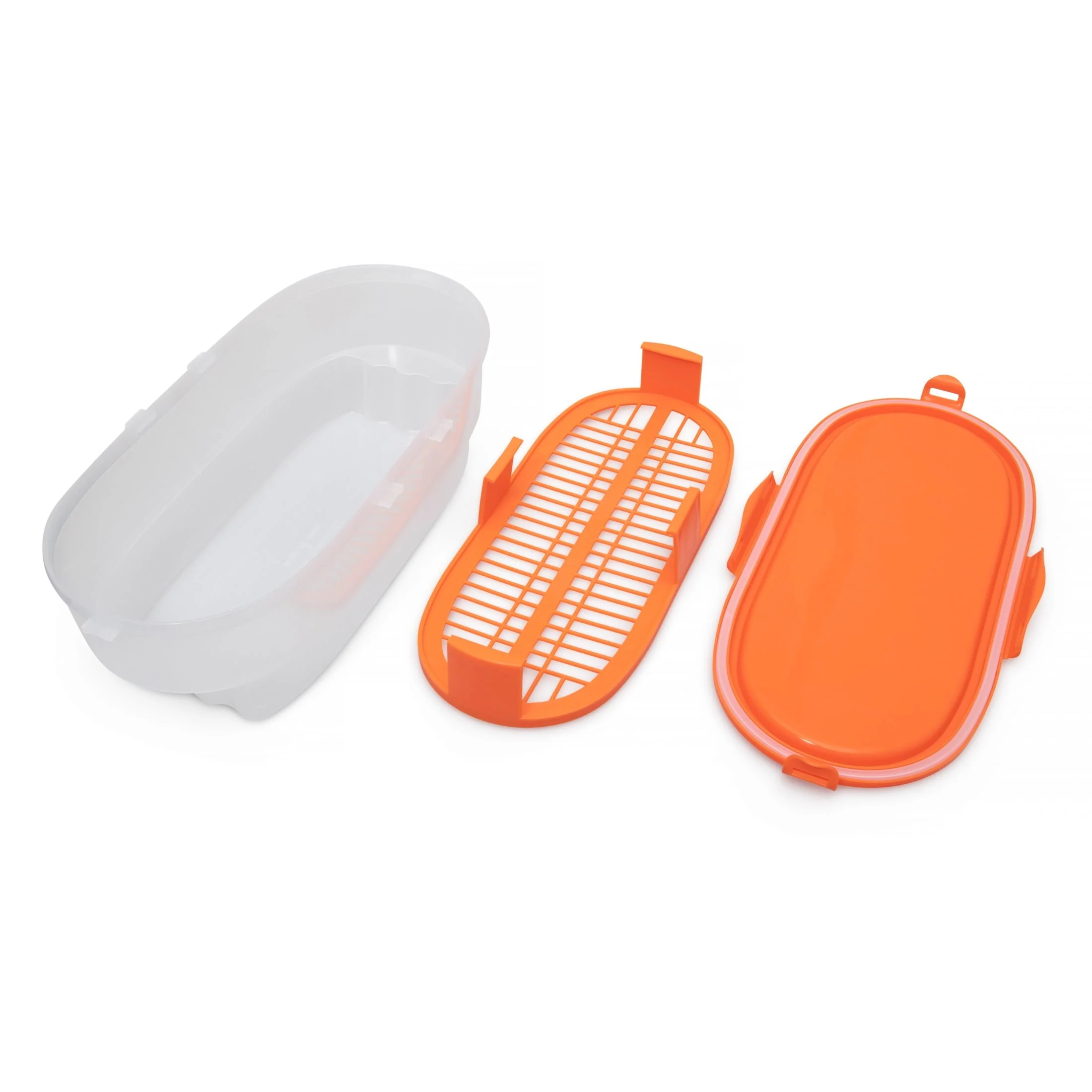 Products Corp Easy Breader Batter Bowl All-in-1 Mess Breading Station Tray Snap-Shut Lid with Silicone Ring For Coating Fried or Baked Food With Deep Fry Cooking Thermometer
