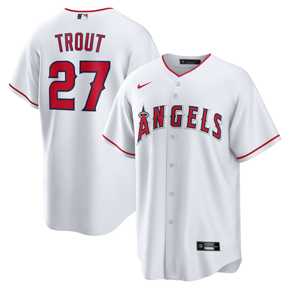 Men's Los Angeles Angels Mike Trout Home Player Name Jersey - White