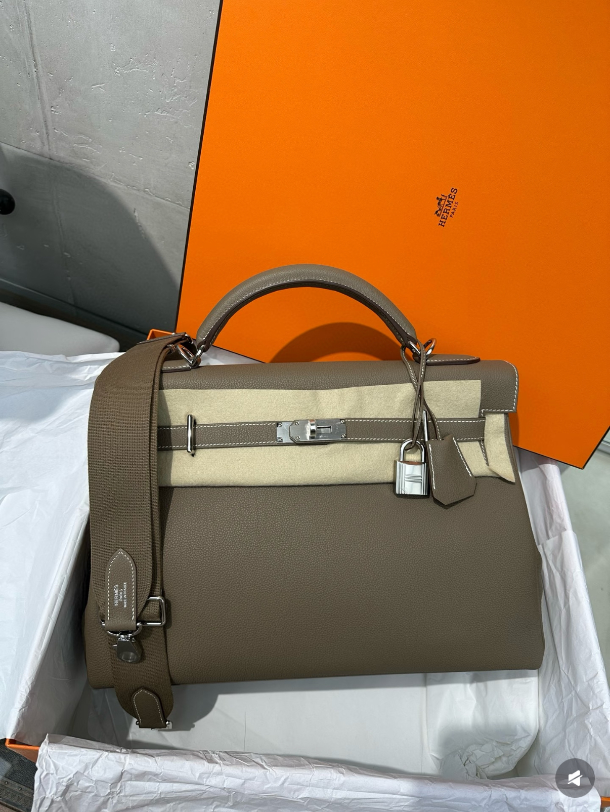 Kelly maxi 42 Elephant Grey TOGO Custom