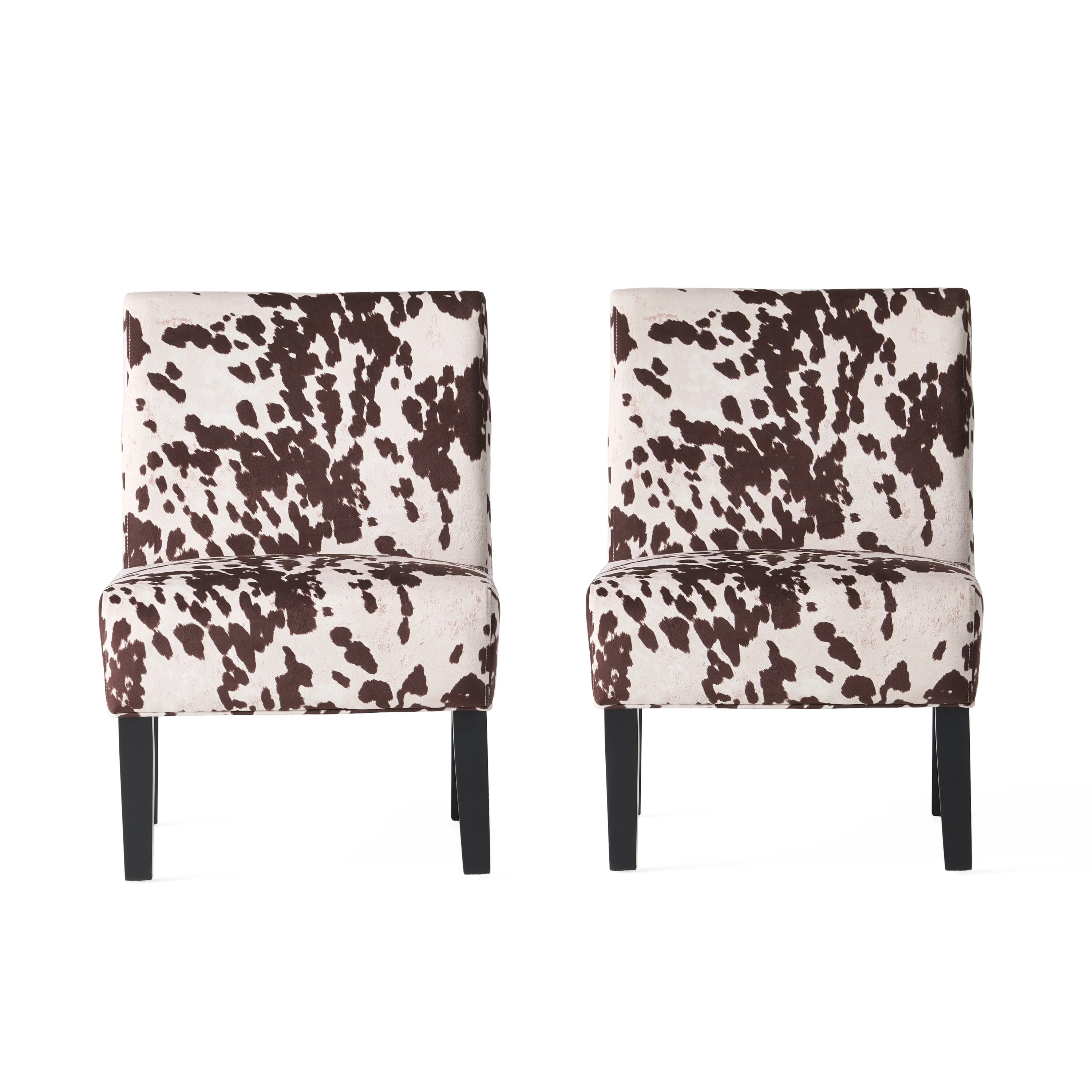Saloon Fabric Cowhide Print Chair (Set of 2)