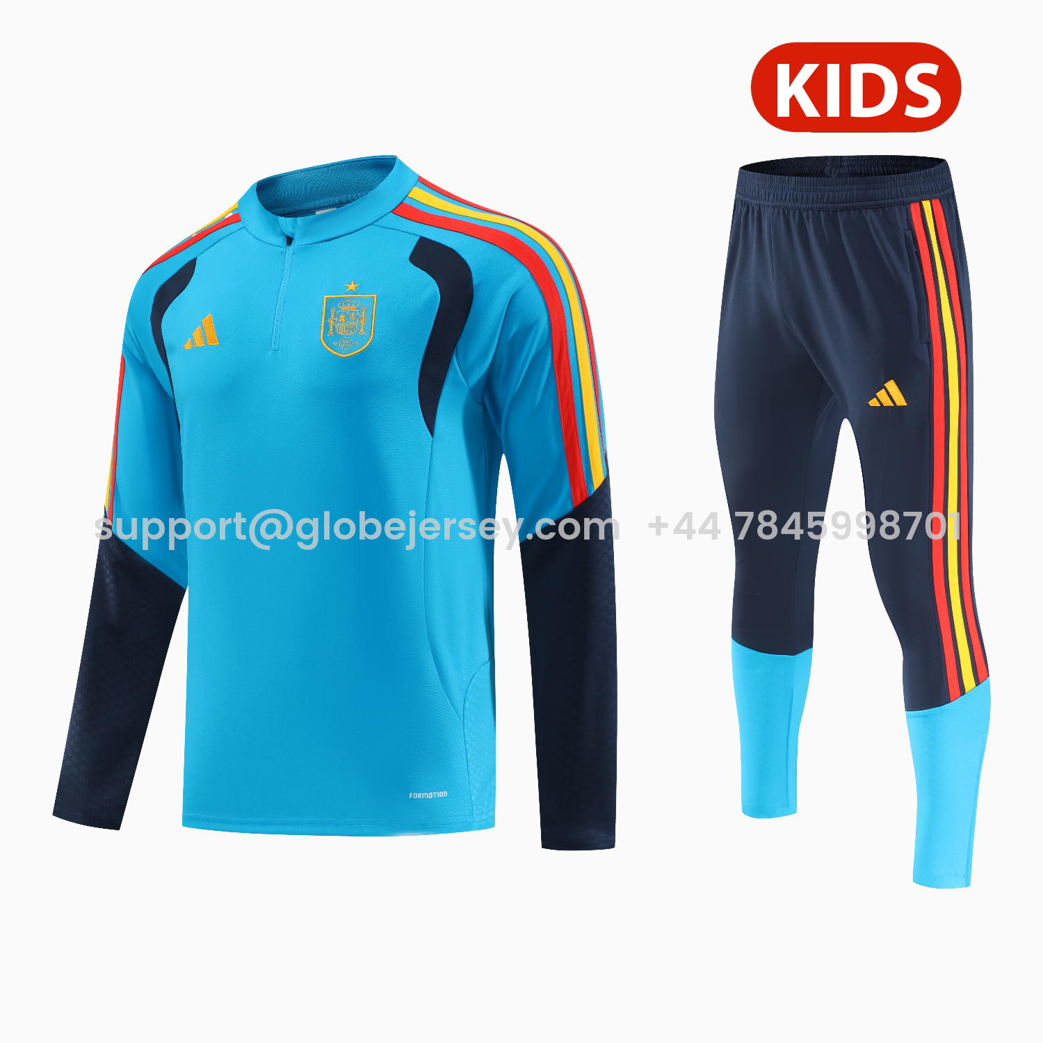 Spain 2026 Kids Long Sleeve Training Set - Light Blue Top & Pants