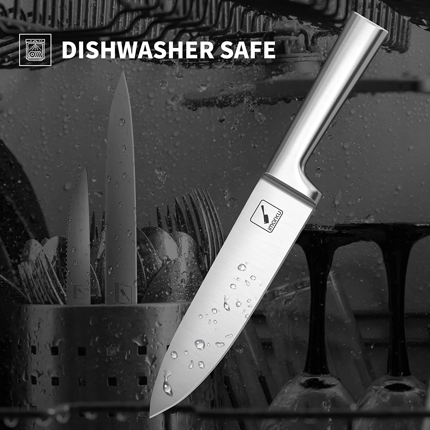 imarku | 14-Piece Knife Set High Carbon Japan Stainless Steel with Block and Sharpener