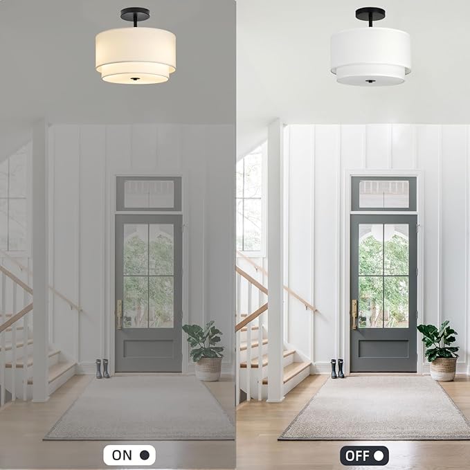 MELLOWWLITE 3-Light Semi Flush Mount Ceiling Light Fixture