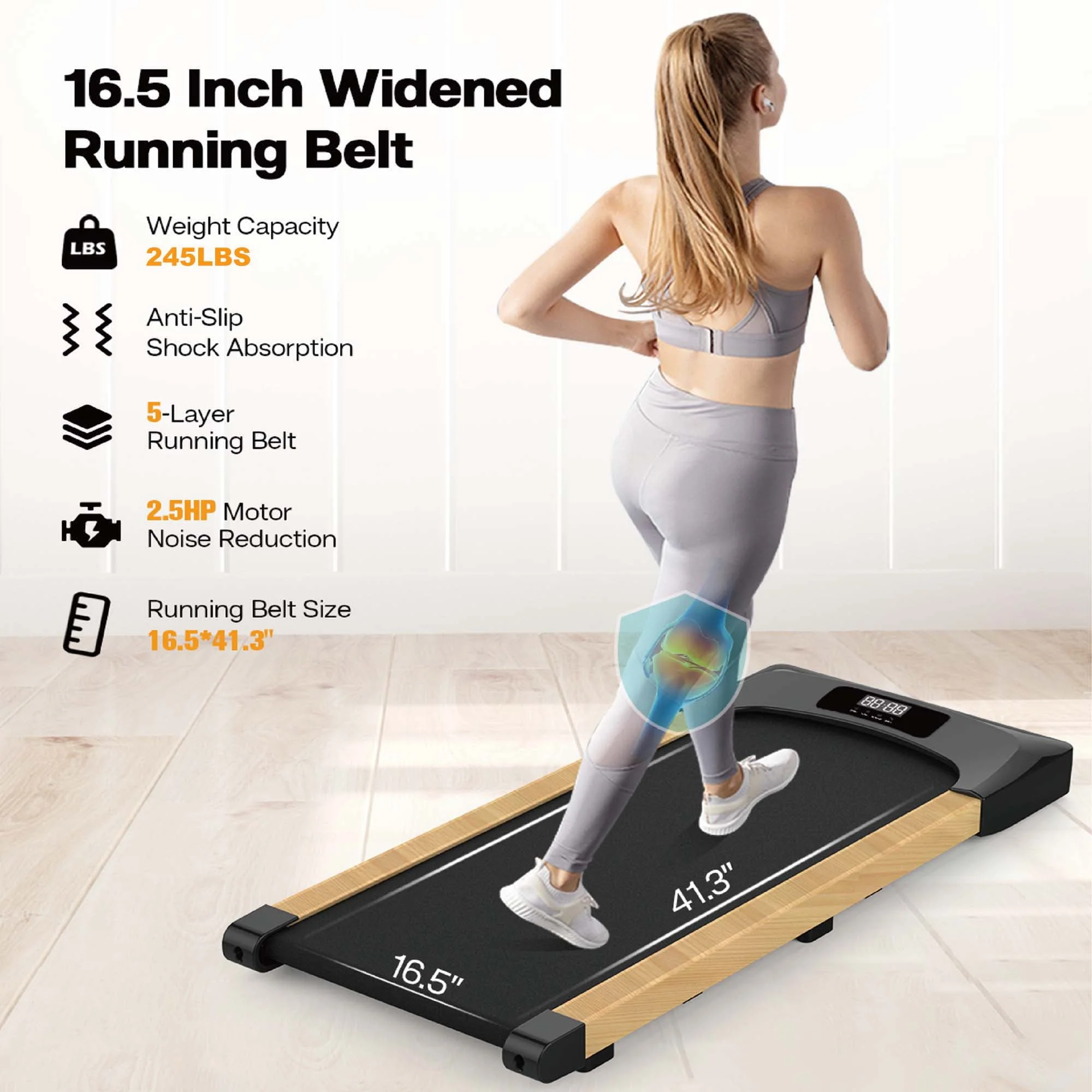 Aukfa Under Desk Treadmill, Slim Walking Pad for Home Office Workout, 245 lb Capacity, 4 mph Speed