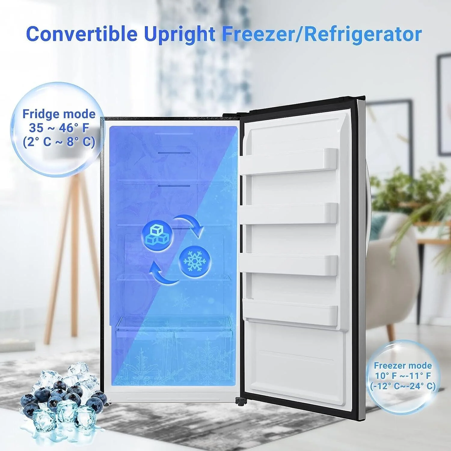 Smad 17.5 Cu ft Upright Freezer Large Capacity Fridge Refrigerator Frost Free Home Stainless Steel