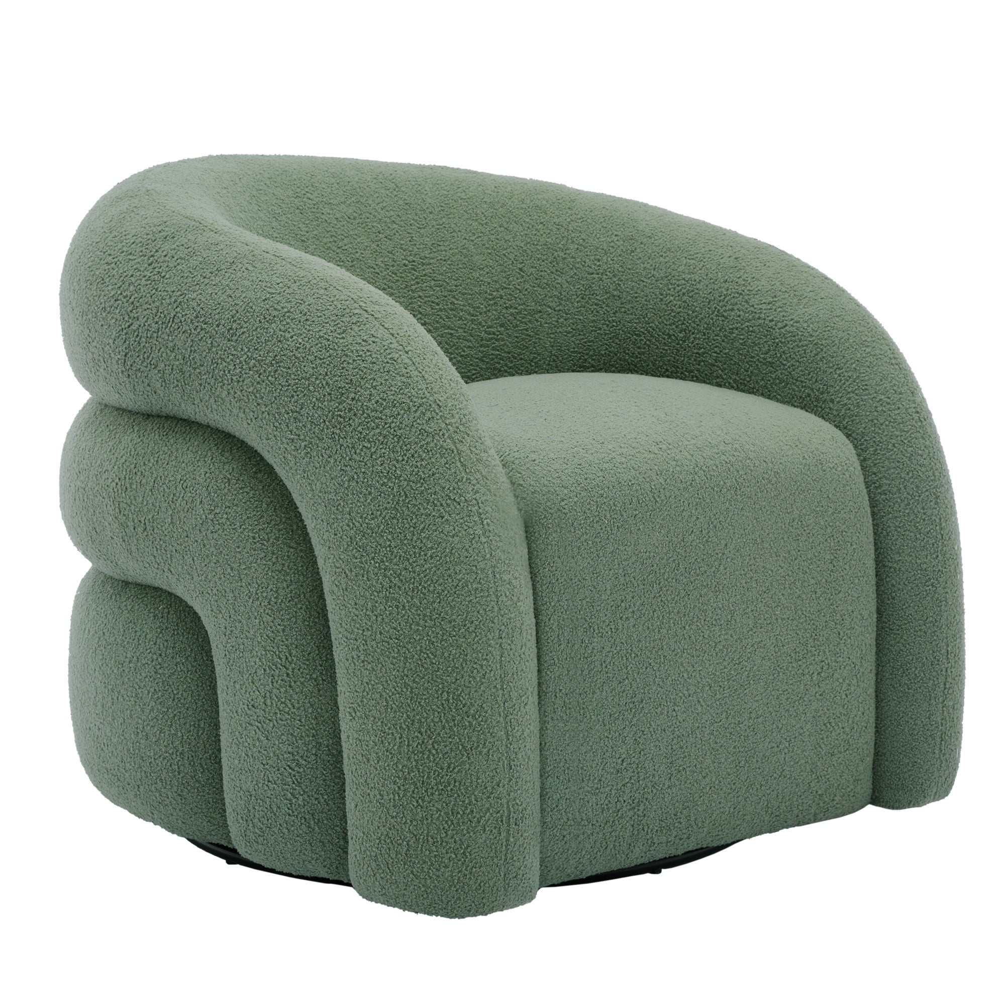 360�� Swivel Accent Chair for Living Room, Boucle Barrel Armchair Single Sofa Chair Reading Chair, Sage Green