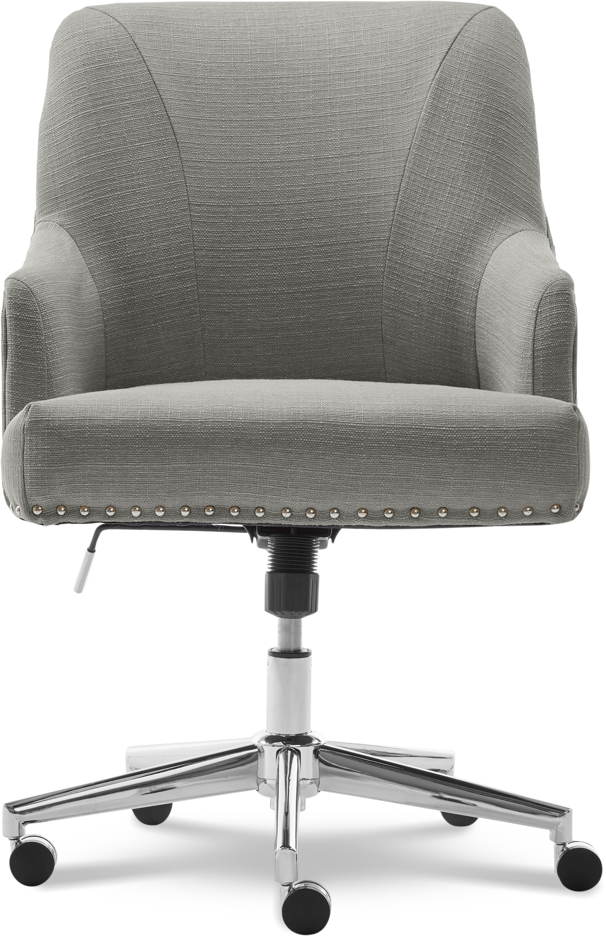 Serta Leighton Home Office Desk Chair Chrome Nailheads Twill Fabric Lilac Purple