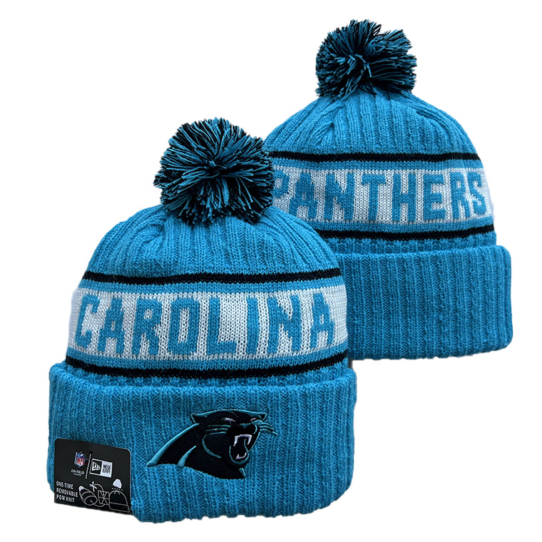 Men's  Black Carolina Panthers Repeat Cuffed Knit Hat with Pom