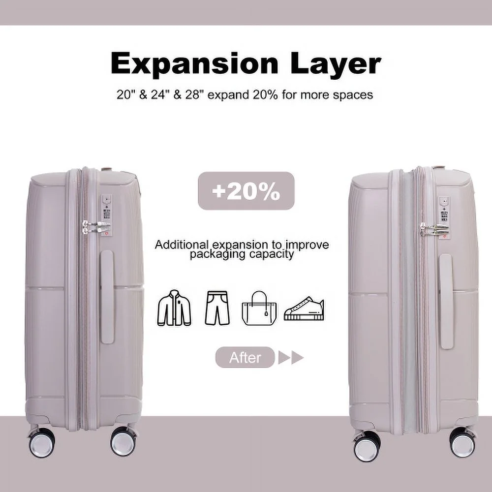 3 Piece Luggage Set Expandable Suitcases Set with Spinner Wheels & TSA Locks, Black