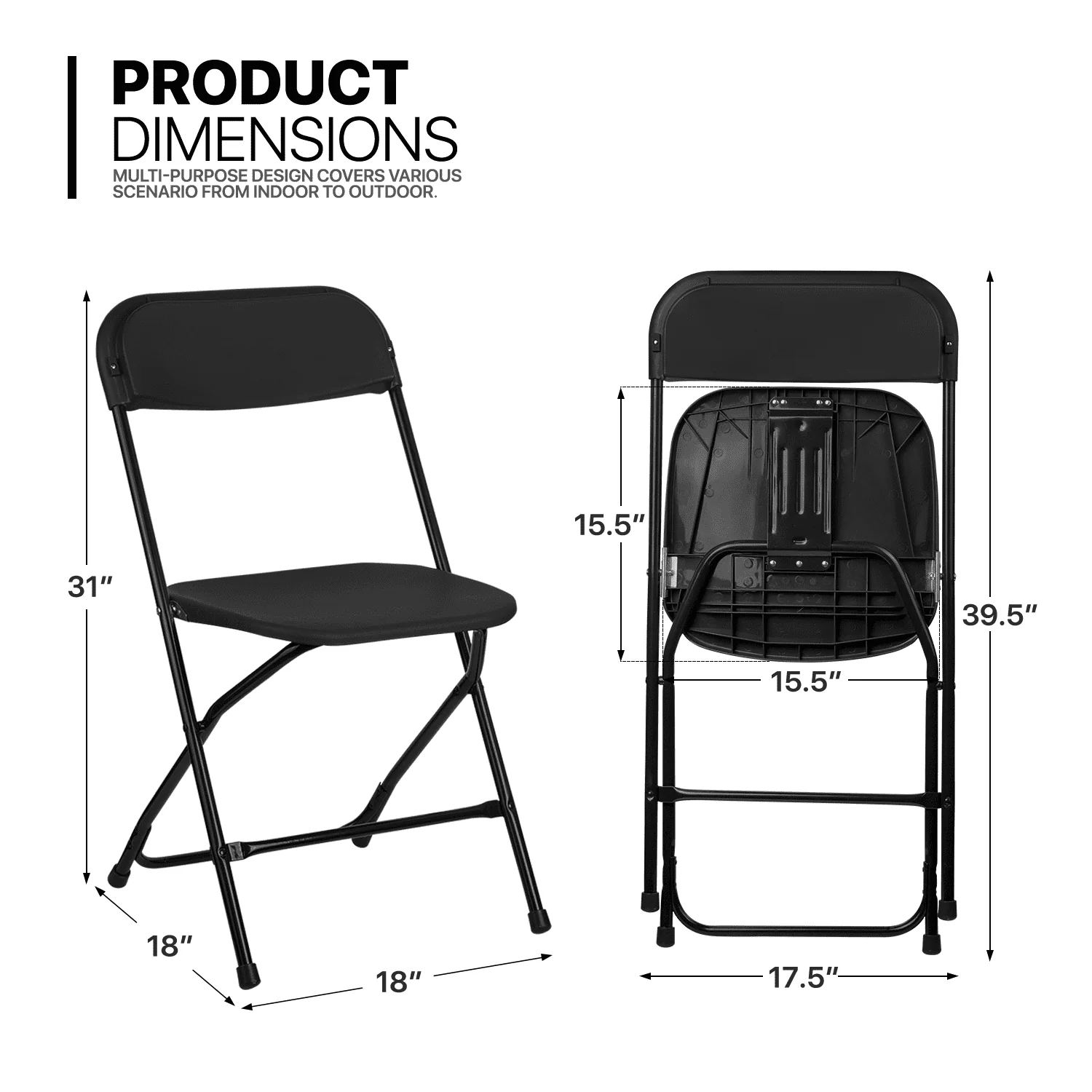 Magshion 11 Pieces 4.5 Ft Foldable Card Table and Chair Set, Folding Round Table Camp Picnic Desk with Handle and Chairs for Indoor Outdoor, Black